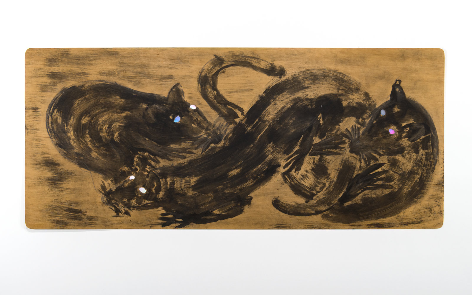Jerry Pethick, Rat Ferrets Bercy, 1991, wood, paint, silver diffraction foil, 78 x 34 in. (198 x 86 cm)
