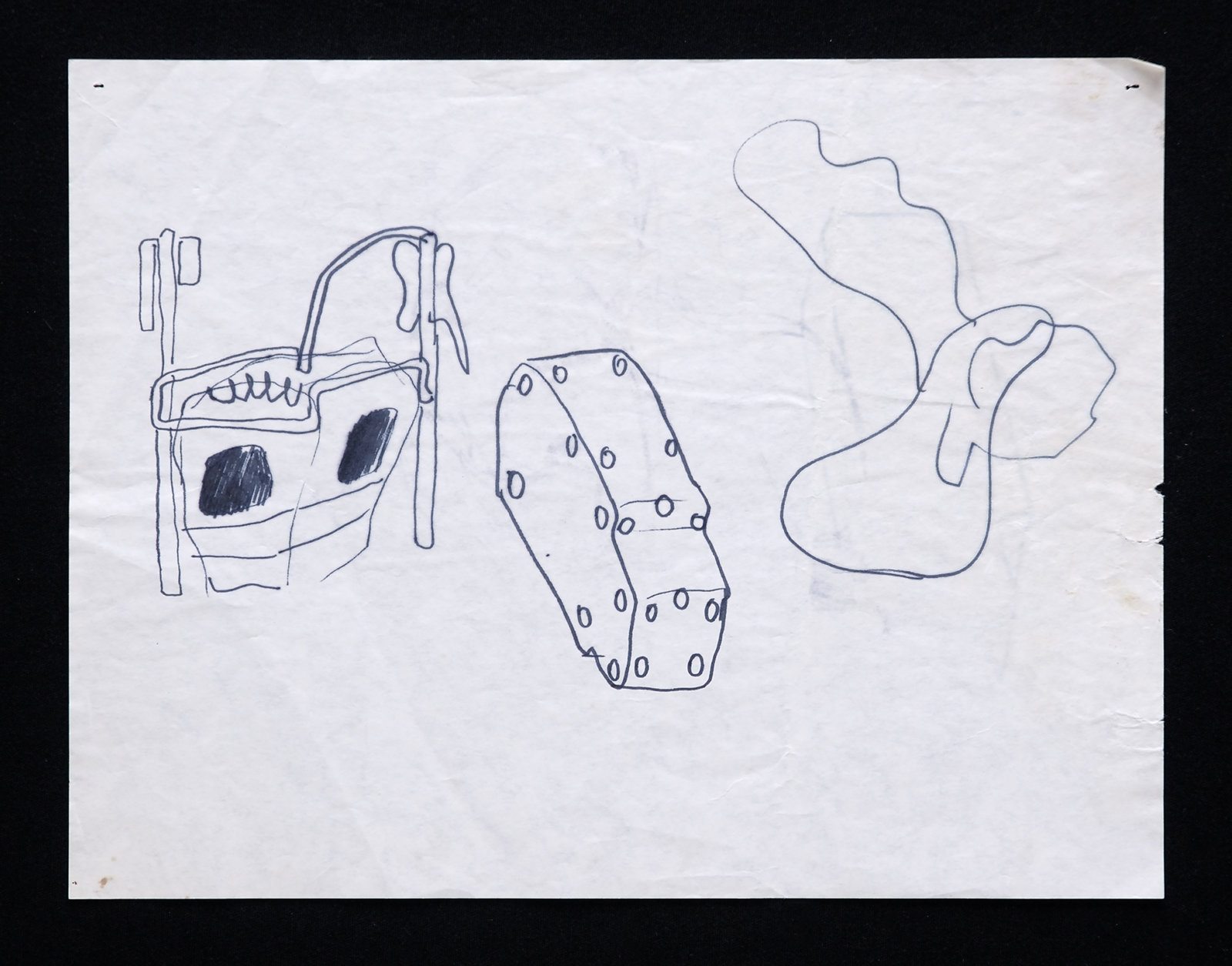 Jerry Pethick, Santini, 1968, 2 drawings, black pen on paper, 9 x 11 in. (28 x 22 cm)