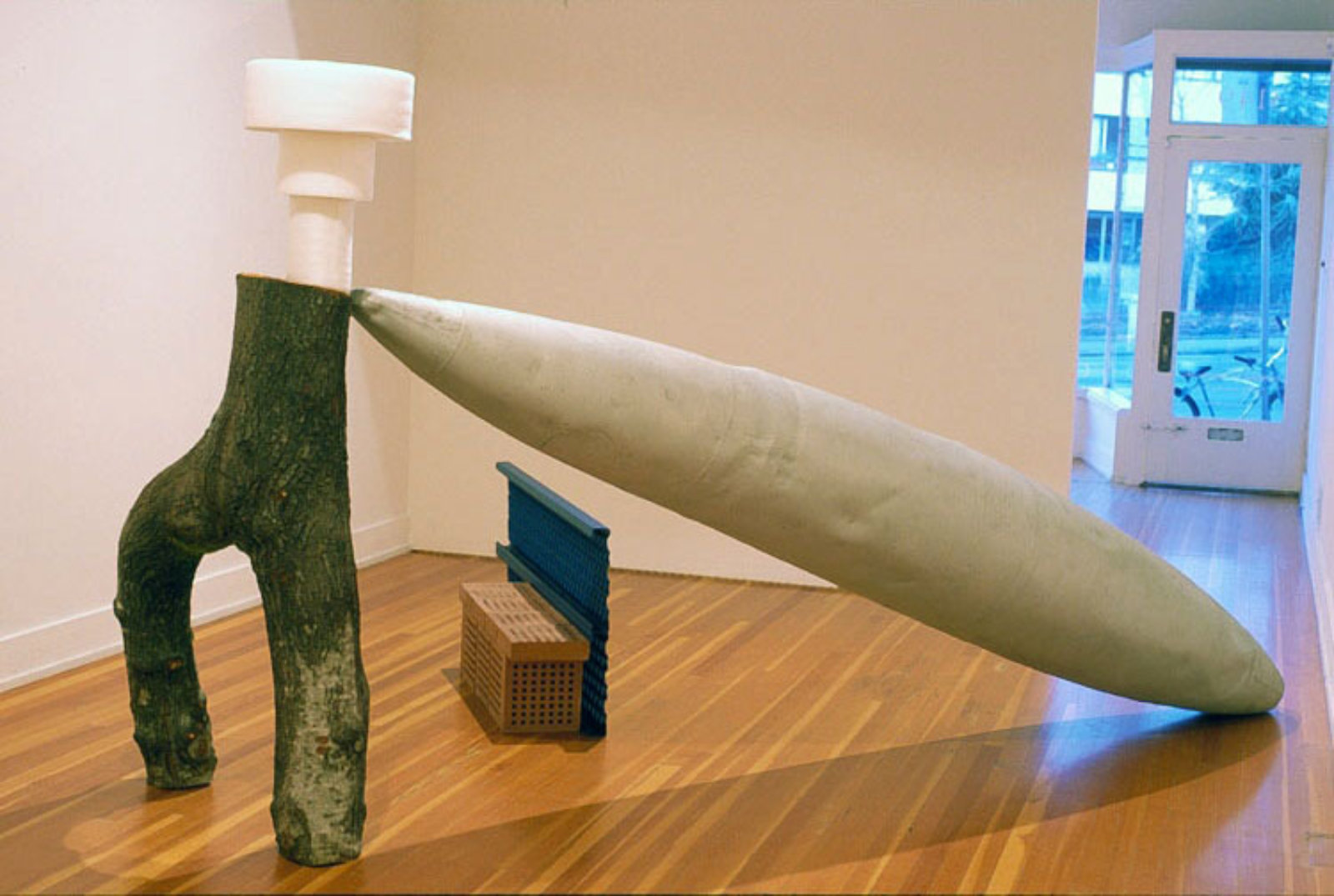 Jerry Pethick, Trough, 2001, wood, plastic, clay, anodized aluminum, sandblasted aluminum, 70 x 134 x 120 in. (178 x 340 x 305 cm)