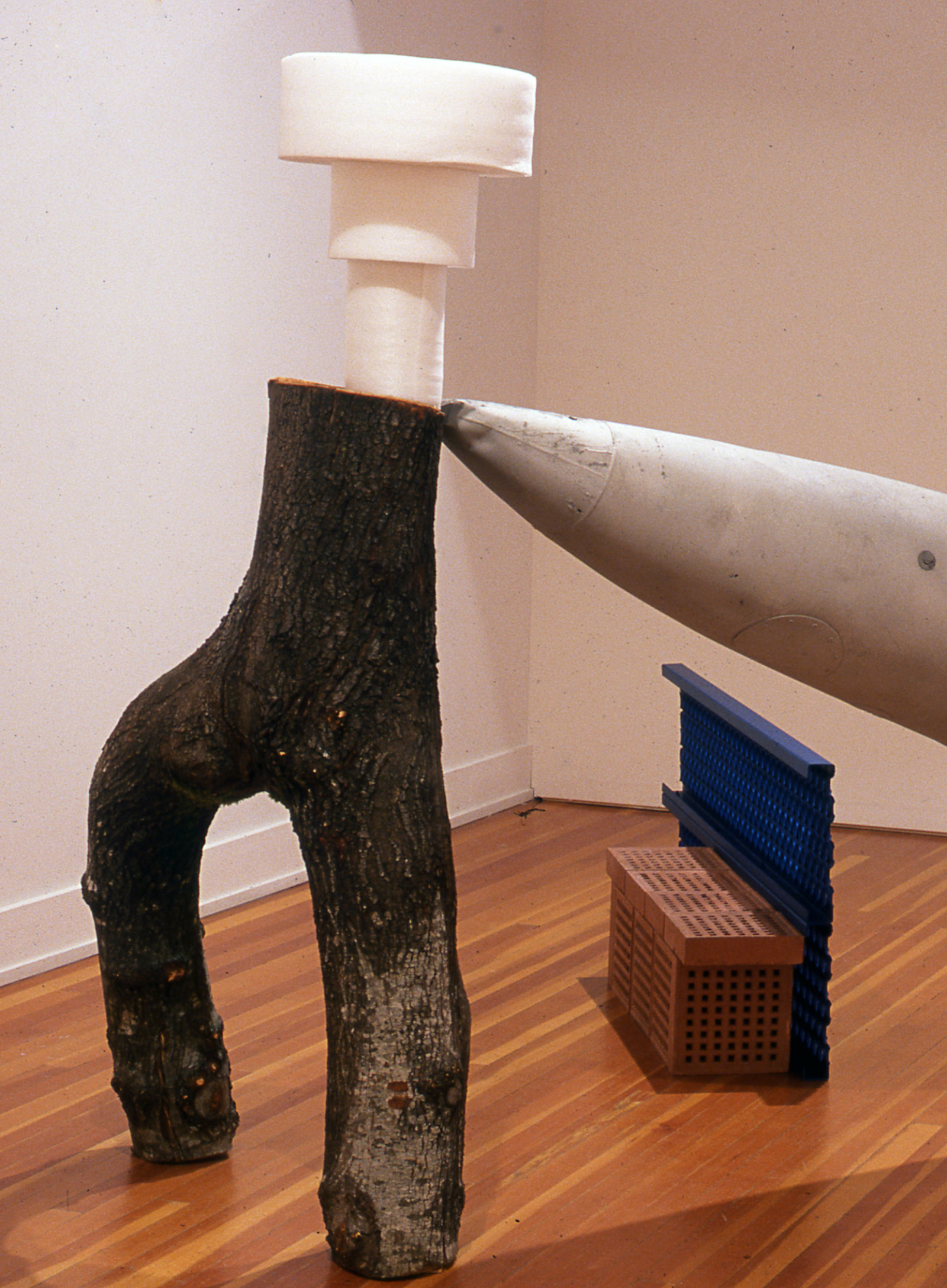 Jerry Pethick, Trough (detail), 2001, wood, plastic, clay, anodized aluminum, sandblasted aluminum, 70 x 234 x 120 in. (178 x 340 x 305 cm)