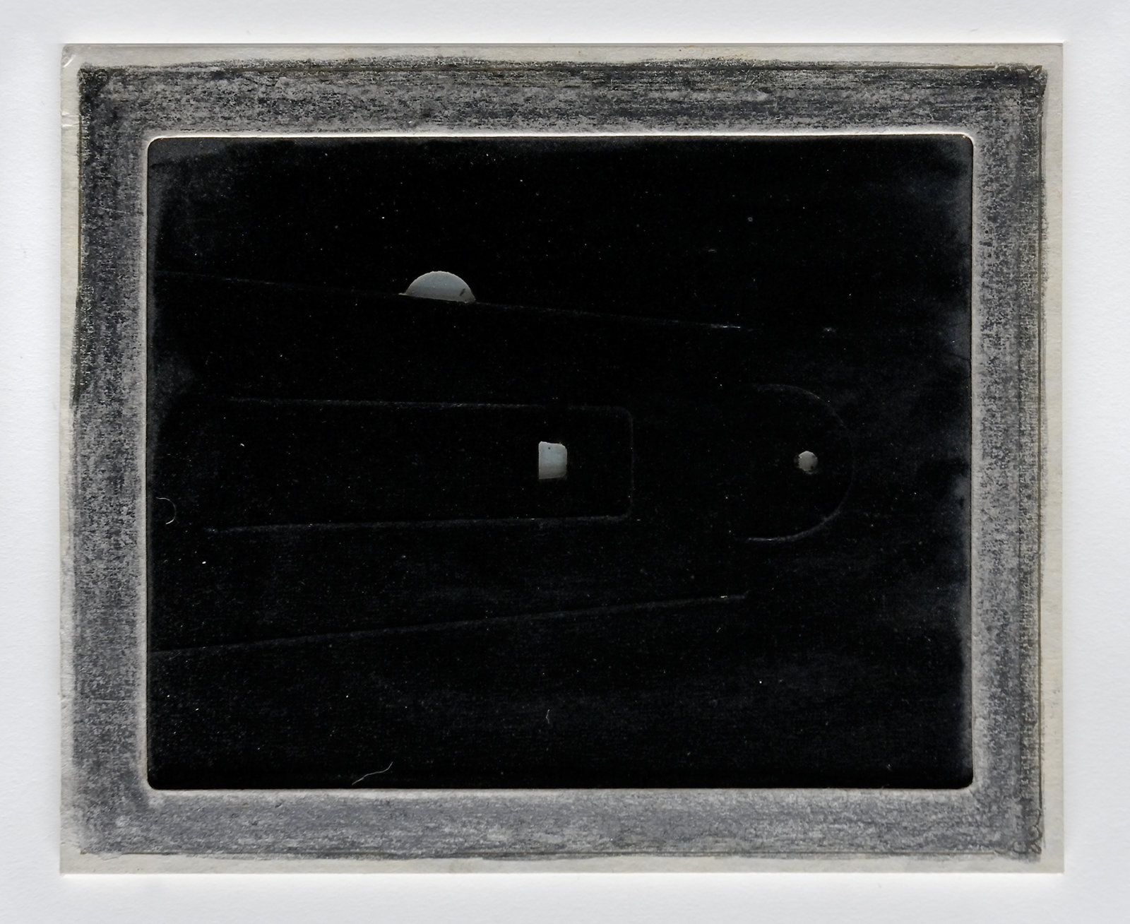 Jerry Pethick, Watching the Eclipse in the Shadow of the Tower, 1988, picture frame, glass, foil, graphite, 10 x 12 in. (24 x 29 cm)