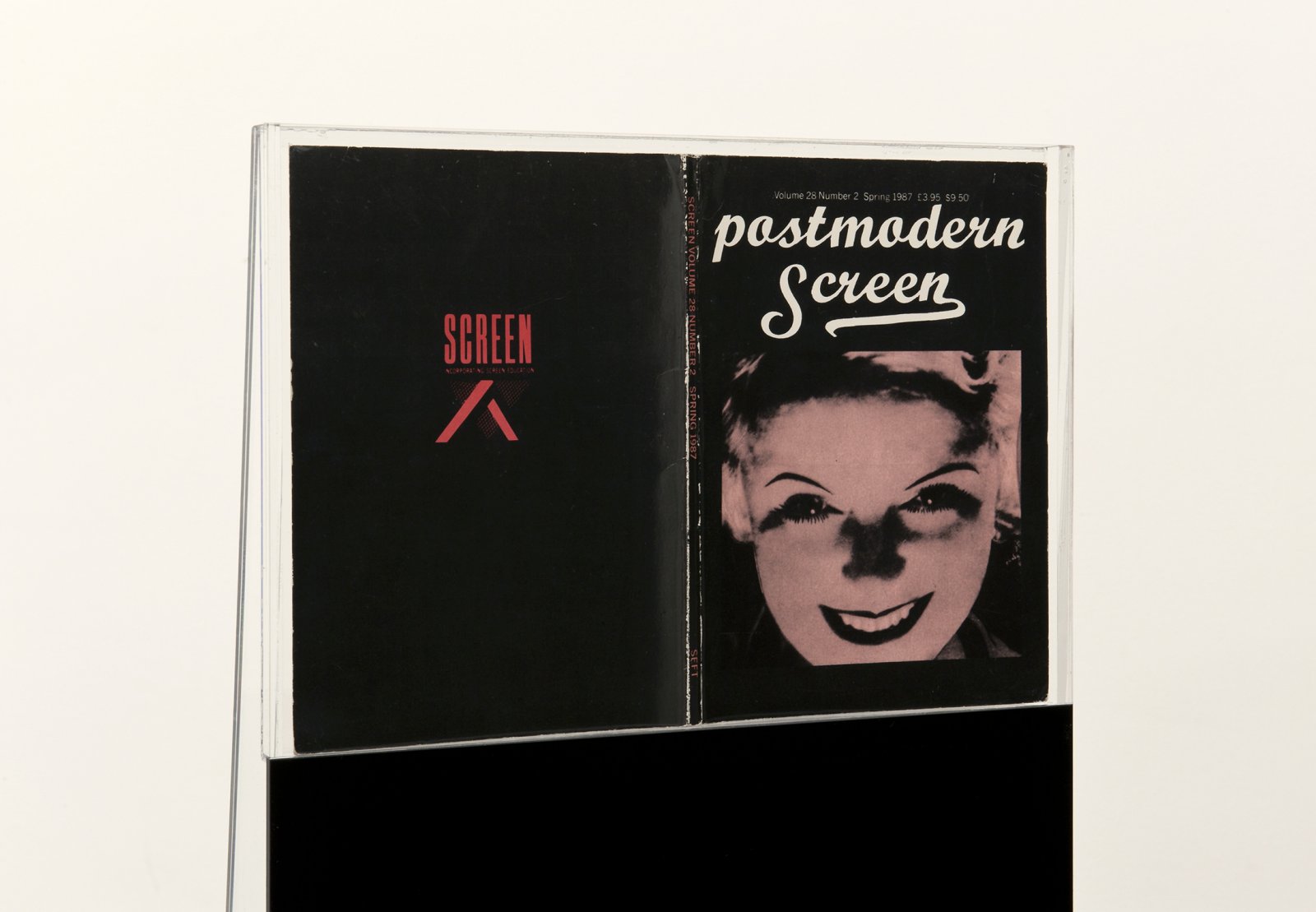 Judy Radul, Postmodern Screen (detail), 2012, plexiglass, Screen Magazine (1987), highlighters, 56 x 14 x 17 in. (142 x 36 x 43 cm) by Judy Radul