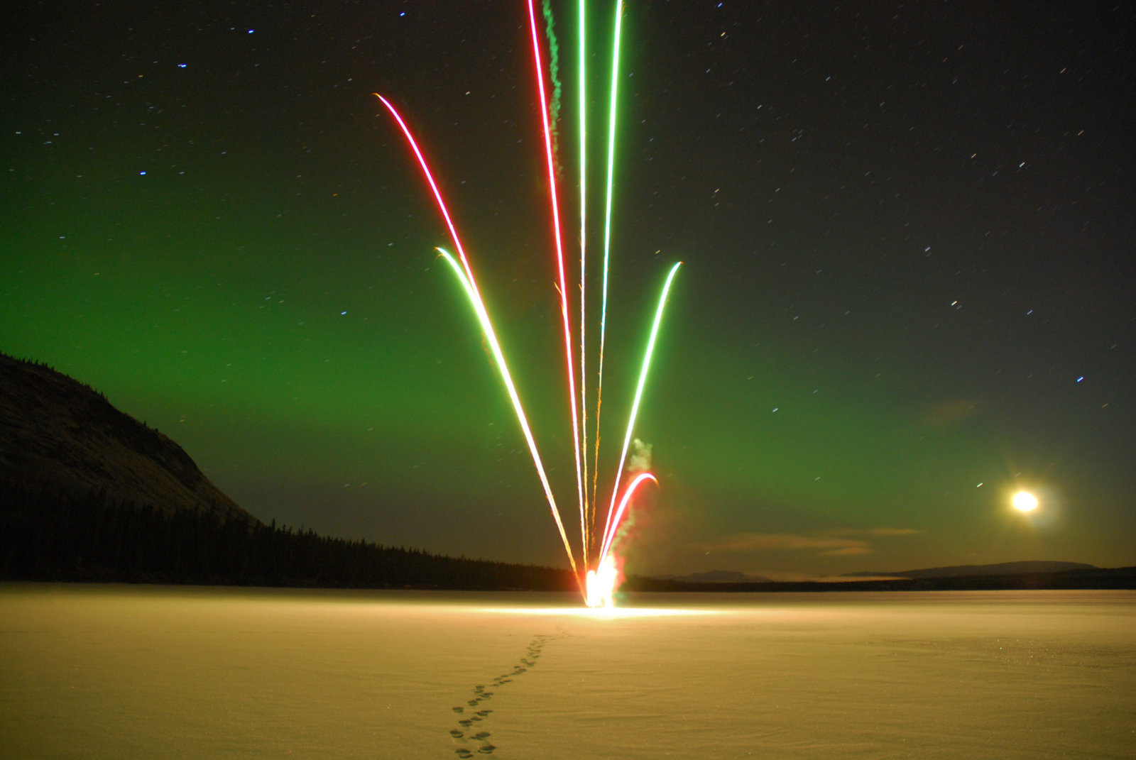 Kevin Schmidt, Aurora with Roman Candle, 2007, c-print, 8 x 10 in. (20 x 25 cm)