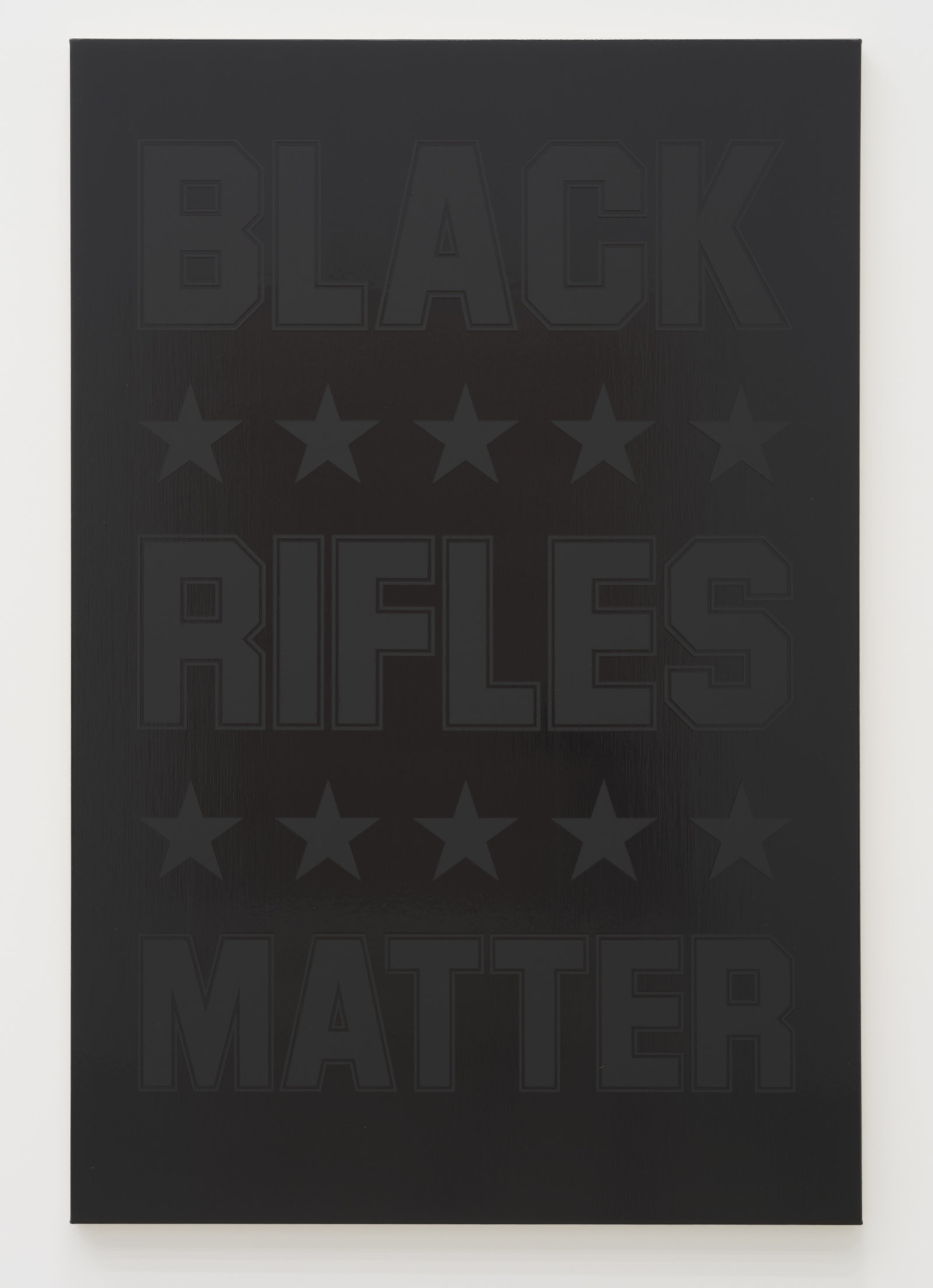 Ron Terada, Black Rifles Matter, 2023, acrylic on canvas, 60 x 40 in. (152 x 102 cm)