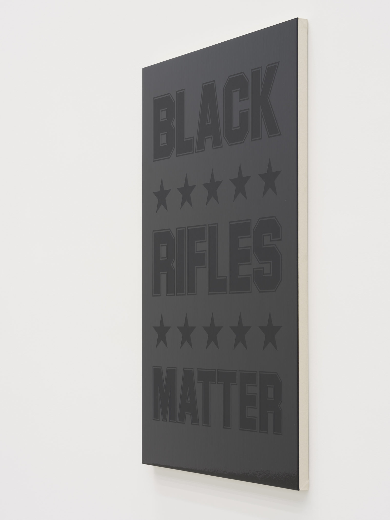 Ron Terada, Black Rifles Matter, 2023, acrylic on canvas, 60 x 40 in. (152 x 102 cm)
