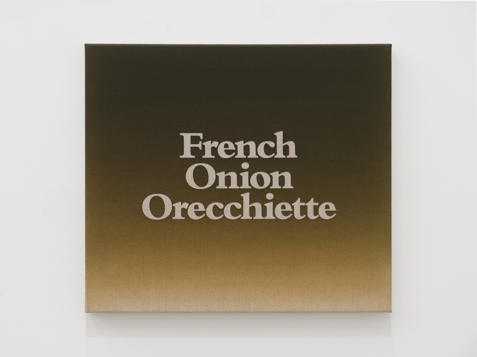 Ron Terada, French Onion Orecchiette, 2025, acrylic on linen, 14 x 16 in. (36 x 41 cm)