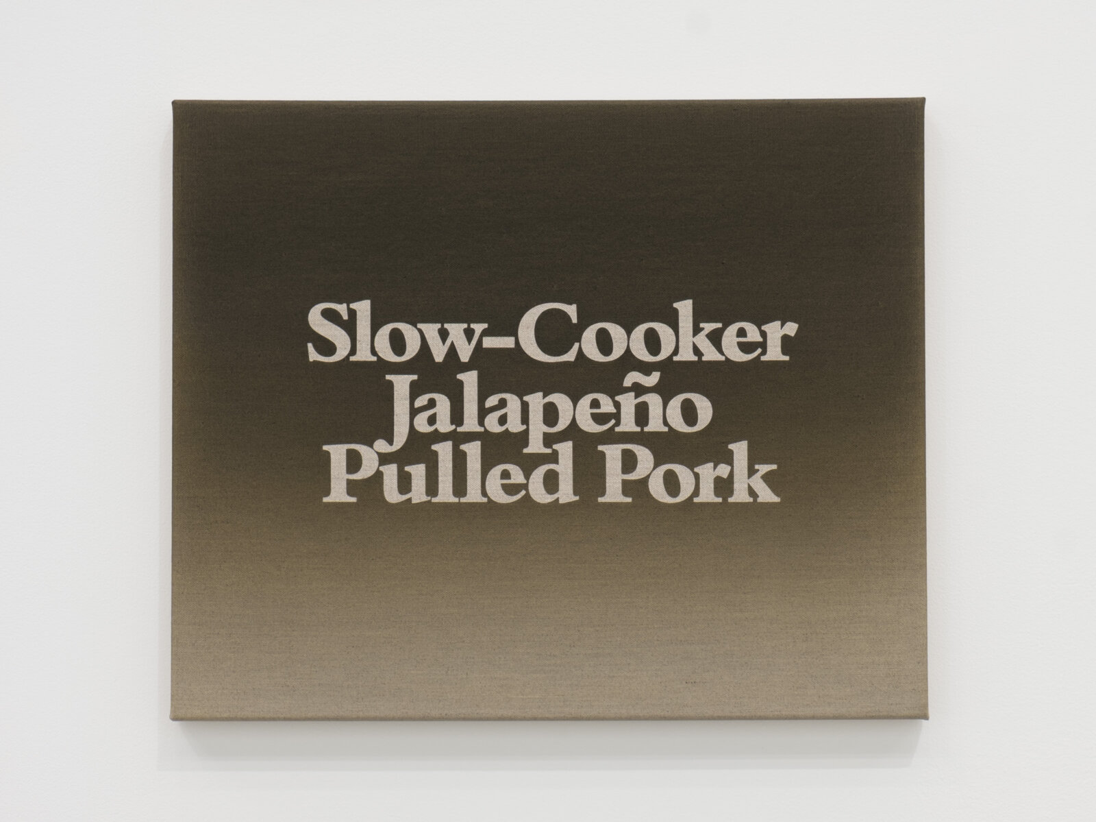 Ron Terada, Slow-Cooker Jalapeño Pulled Pork, 2025, acrylic on linen, 14 x 17 in. (36 x 43 cm)