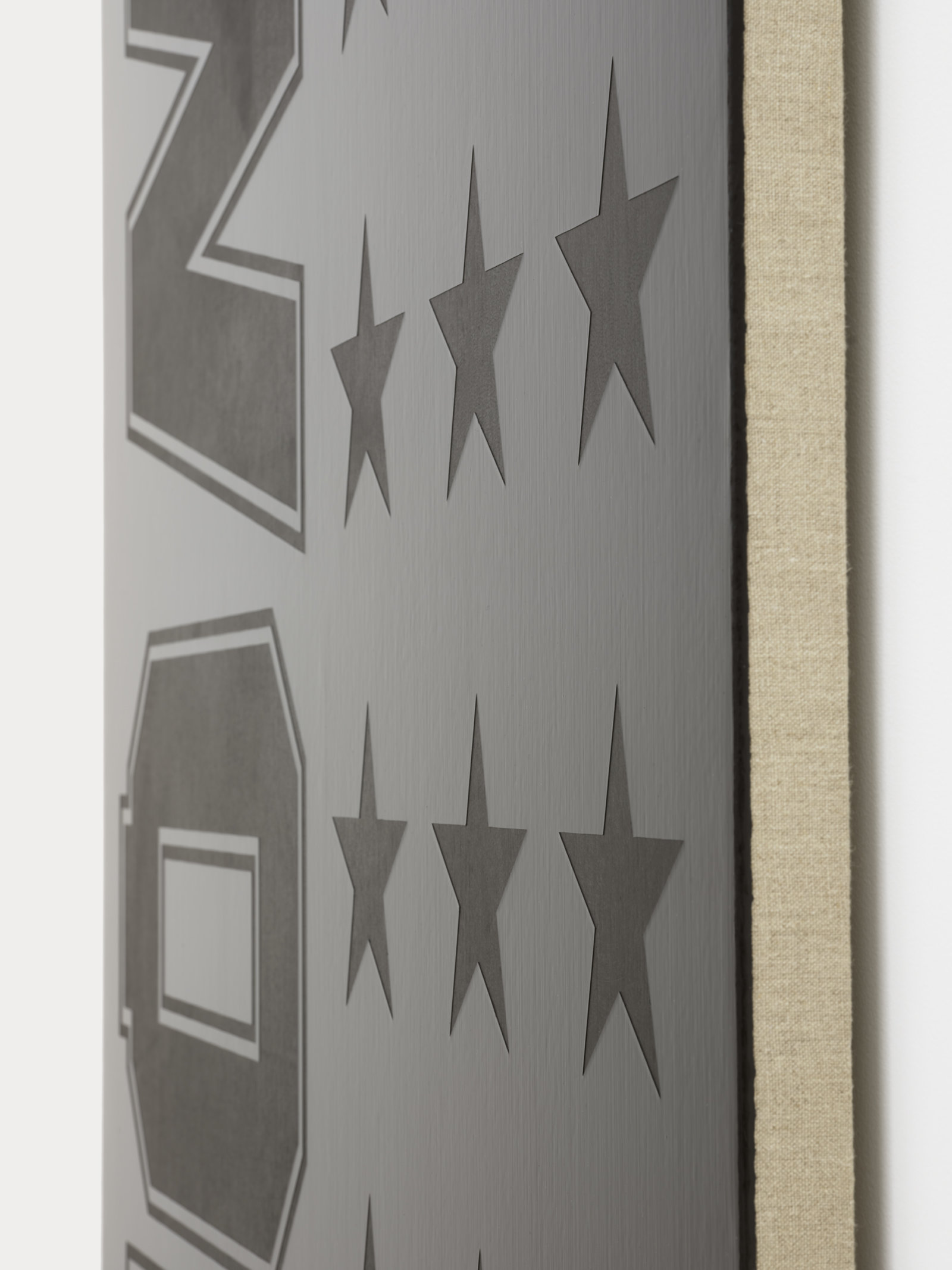 Ron Terada, WQKE (detail), 2023, acrylic on linen, 66 x 44 in. (168 x 112 cm)