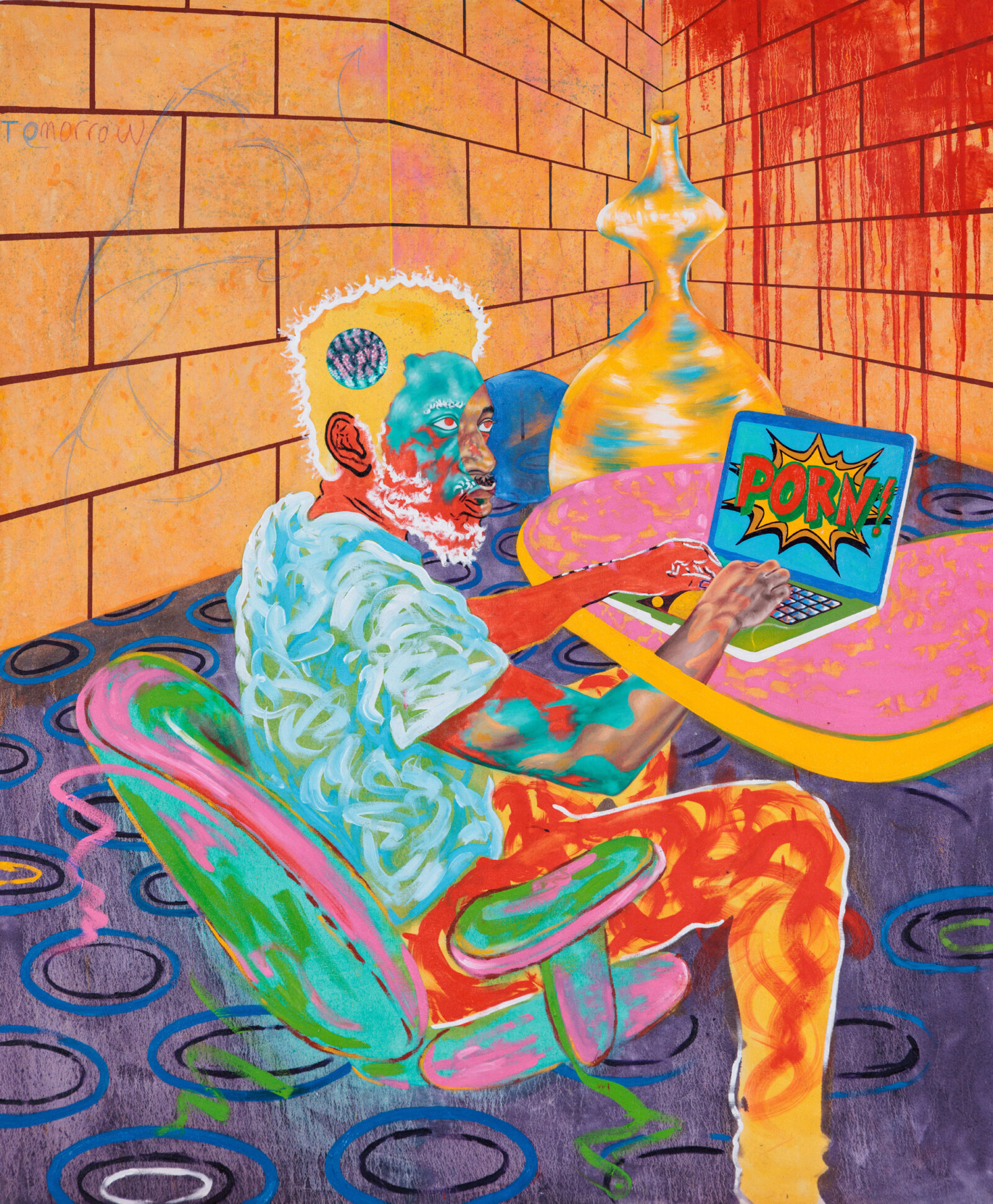 Chukwudubem Ukaigwe, Afropolitan Collector Codes in Python, 2021, oil on canvas, 72 x 60 in. (183 x 152 cm)