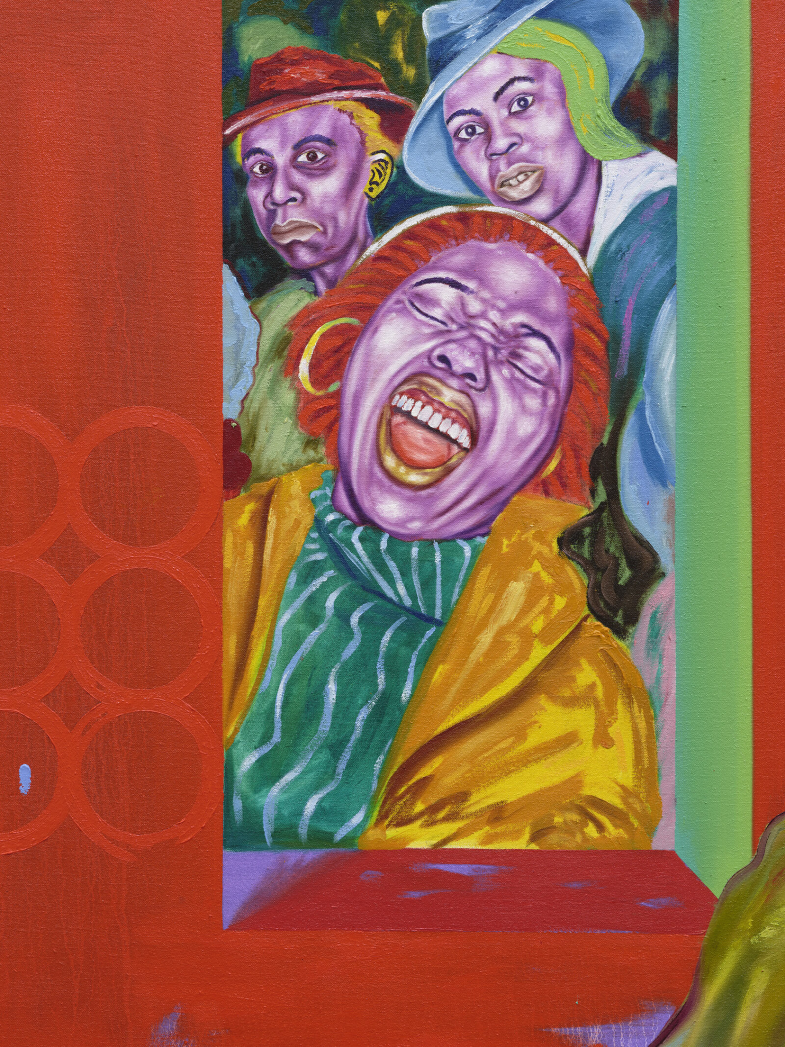 Chukwudubem Ukaigwe, B# is C / Jump Punk Monk (detail), 2026, oil on canvas, 60 x 72 in. (152 x 183 cm)