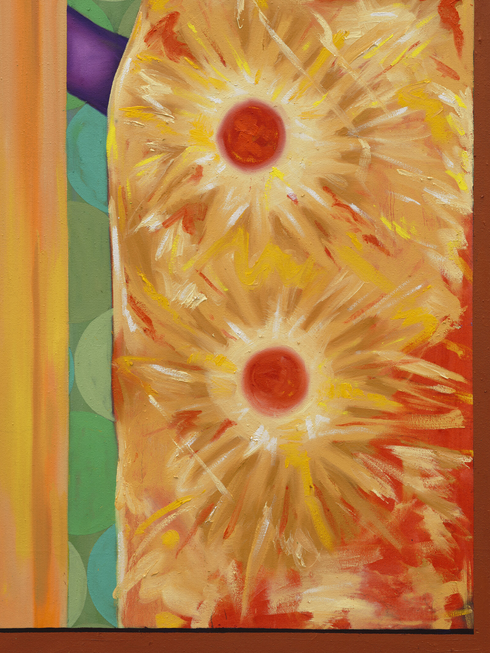 Chukwudubem Ukaigwe, Diastolic / Probable Outcomes for the Time Being, and Ongoing (detail), 2026, oil on canvas, 72 x 96 in. (183 x 244 cm)