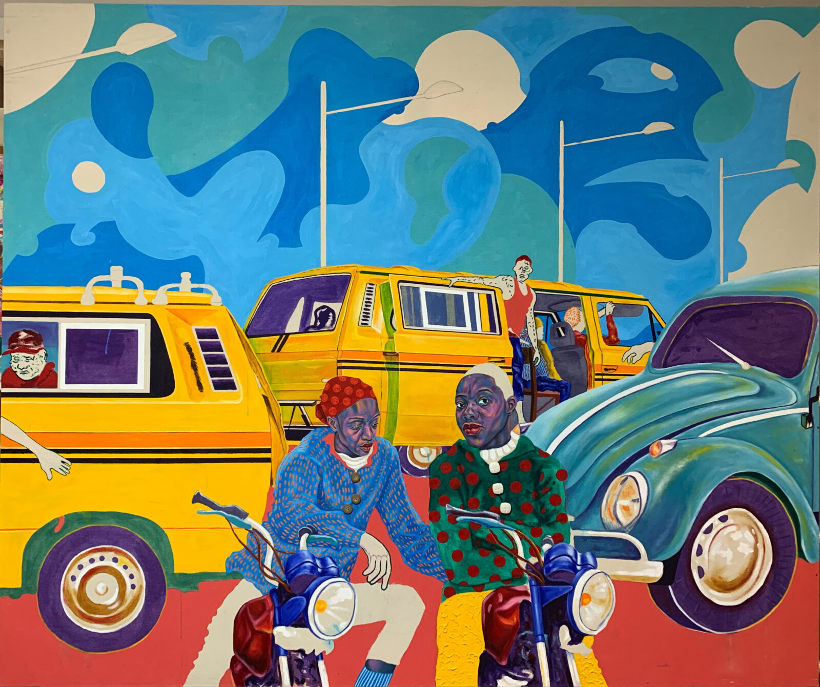 Chukwudubem Ukaigwe, Doing it in Lagos, 2020, oil paint and egg tempera on canvas, 72 x 60 in. (183 x 152 cm)