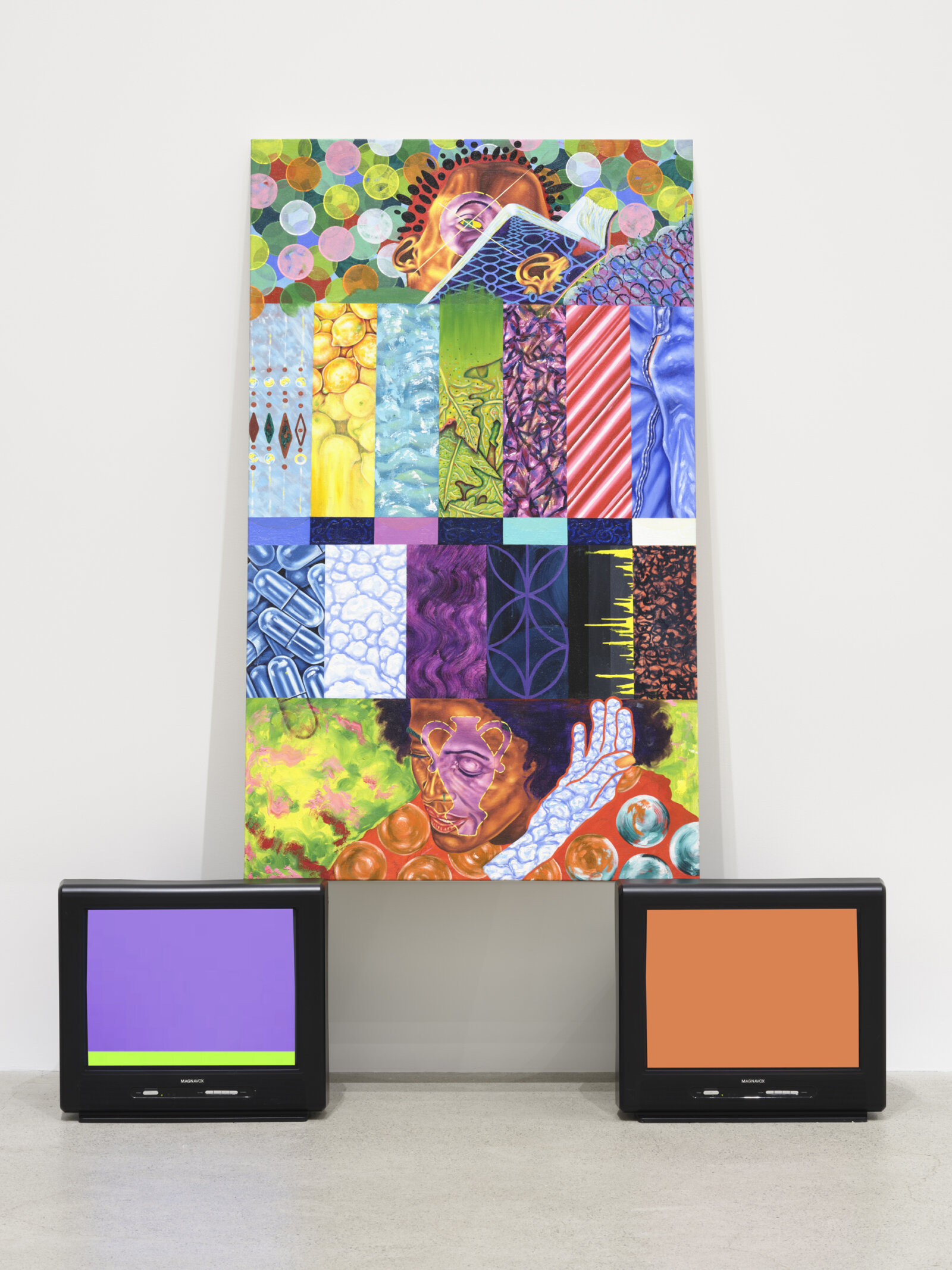 Chukwudubem Ukaigwe, Hopes and impediments (Titled after Achebe), 2023, oil on canvas, looping video, 1 minute, 46 seconds, 60 x 36 in. (152 x 91 cm)