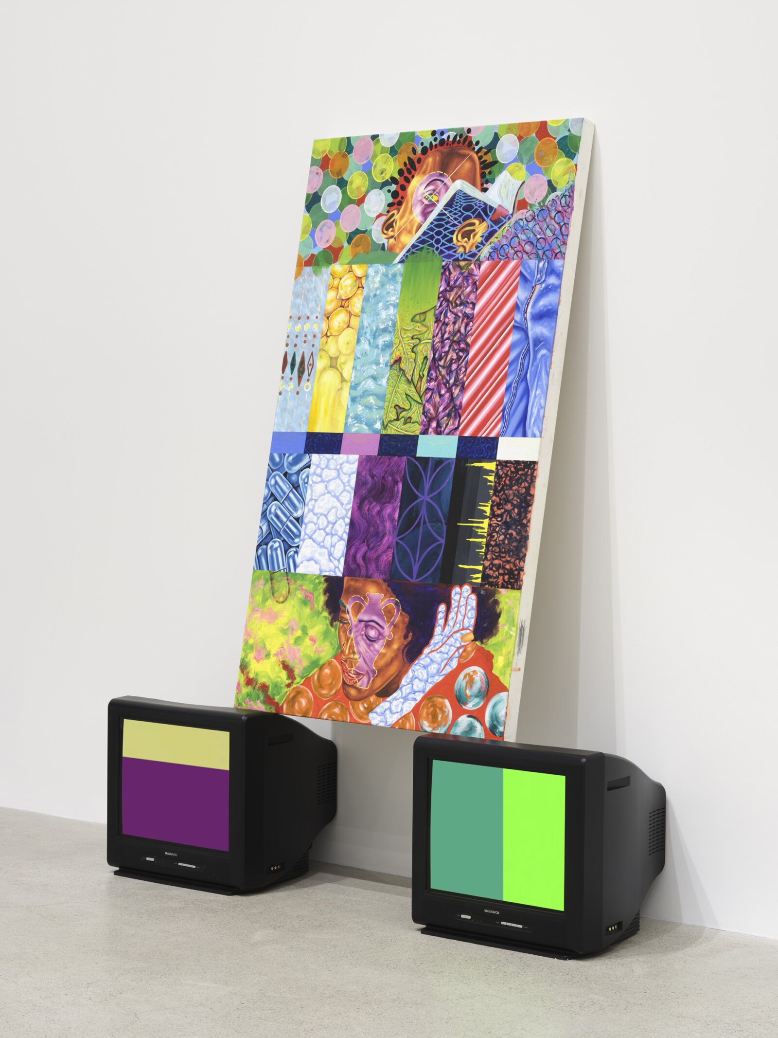 Chukwudubem Ukaigwe, Hopes and impediments (Titled after Achebe), 2023, oil on canvas, looping video, 1 minute, 46 seconds, 60 x 36 in. (152 x 91 cm)