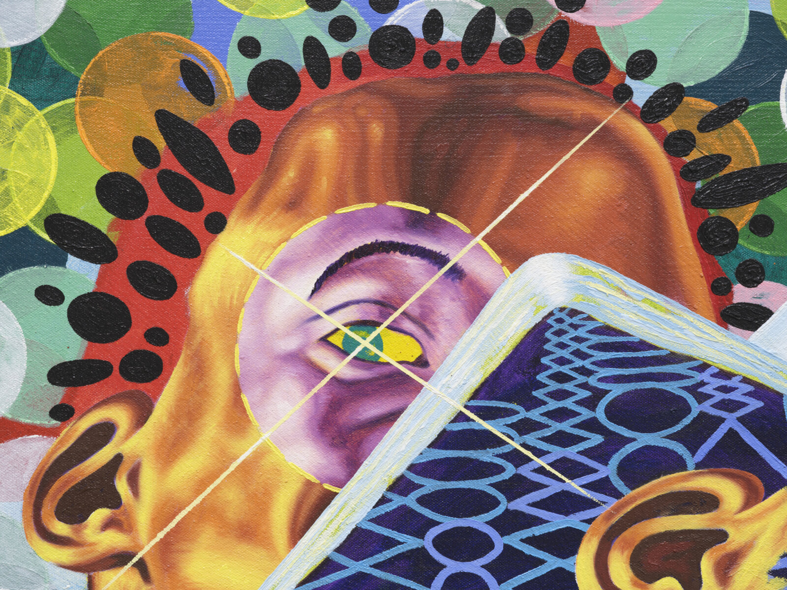 Chukwudubem Ukaigwe, Hopes and impediments (Titled after Achebe) (detail), 2023, oil on canvas, looping video, 1 minute, 46 seconds, 60 x 36 in. (152 x 91 cm)