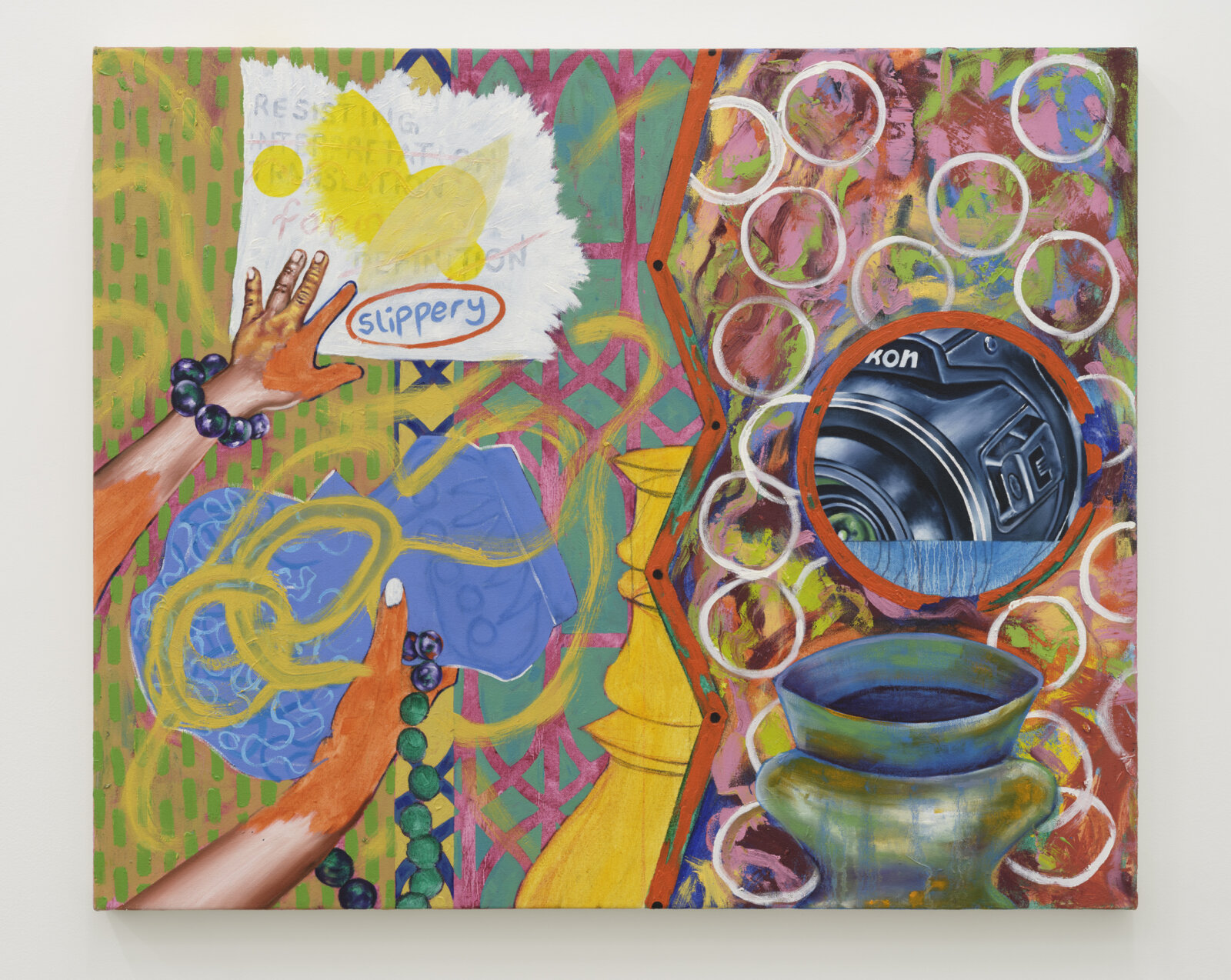 Chukwudubem Ukaigwe, Limits (Shutter speeds past apertures), 2023, oil on canvas, 28 x 34 in. (72 x 86 cm)