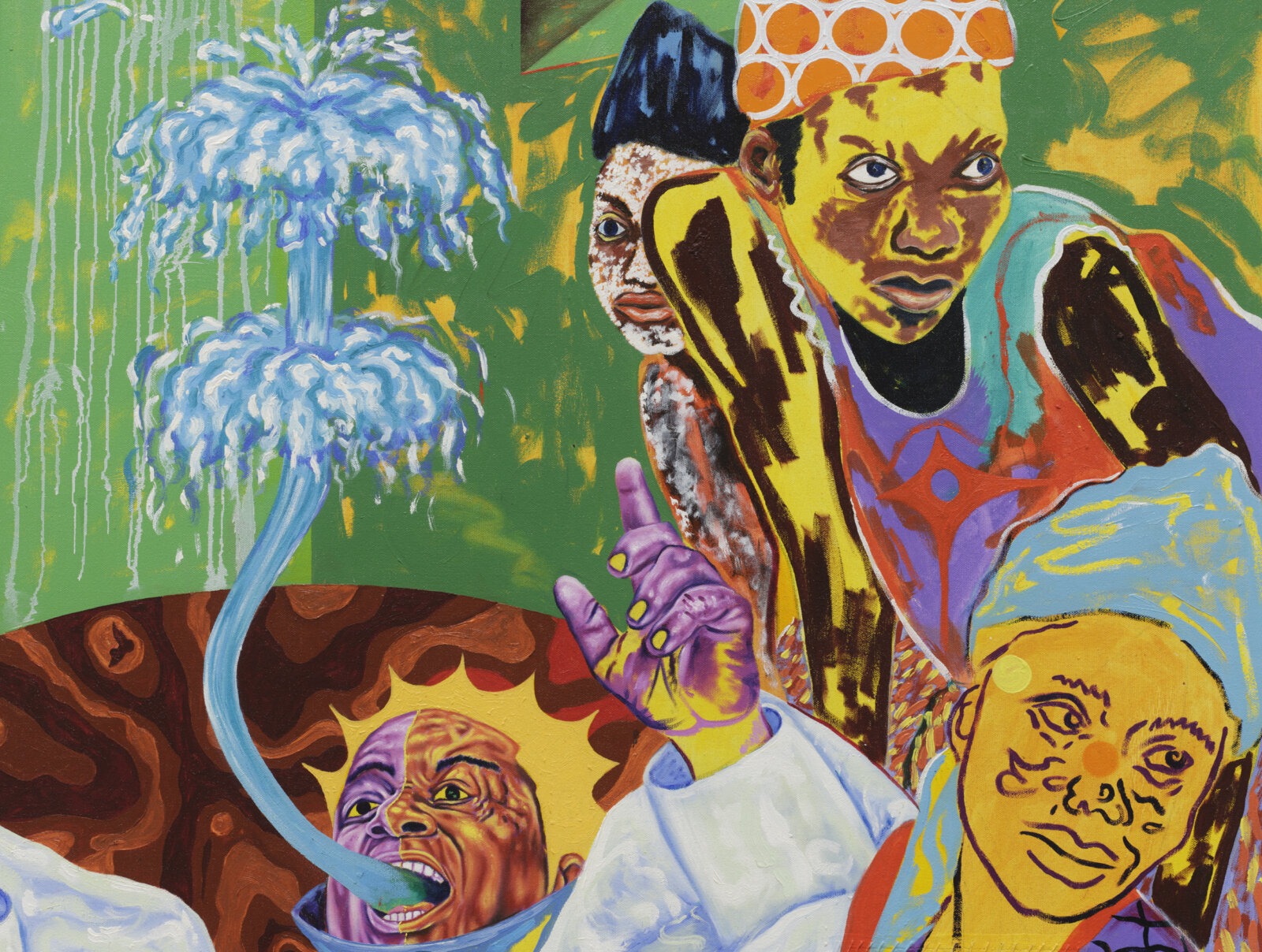 Chukwudubem Ukaigwe, Odetta’s Schism (detail), 2023, oil on canvas, 60 x 72 in. (152 x 183 cm)