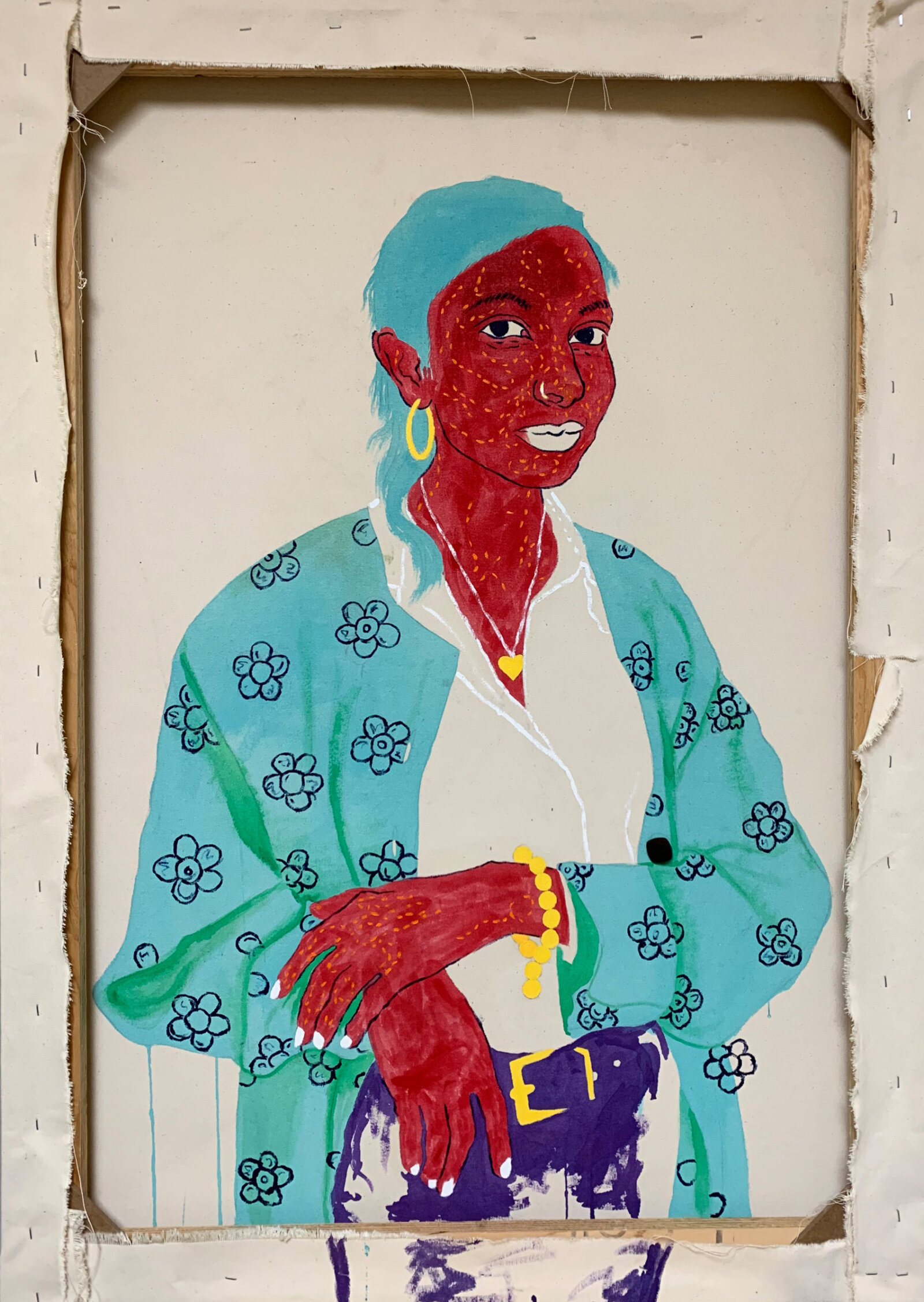 Chukwudubem Ukaigwe, Portrait of Shaneela, 2020, oil paint and egg tempera on canvas, 48 x 36 in. (122 x 91 cm)