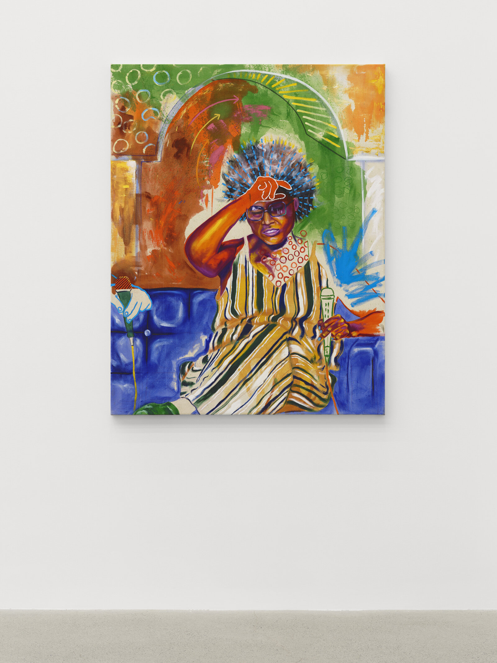 Chukwudubem Ukaigwe, Tangentially Incumbent, 2022, oil on canvas, 54 x 42 in. (136 x 107 cm)