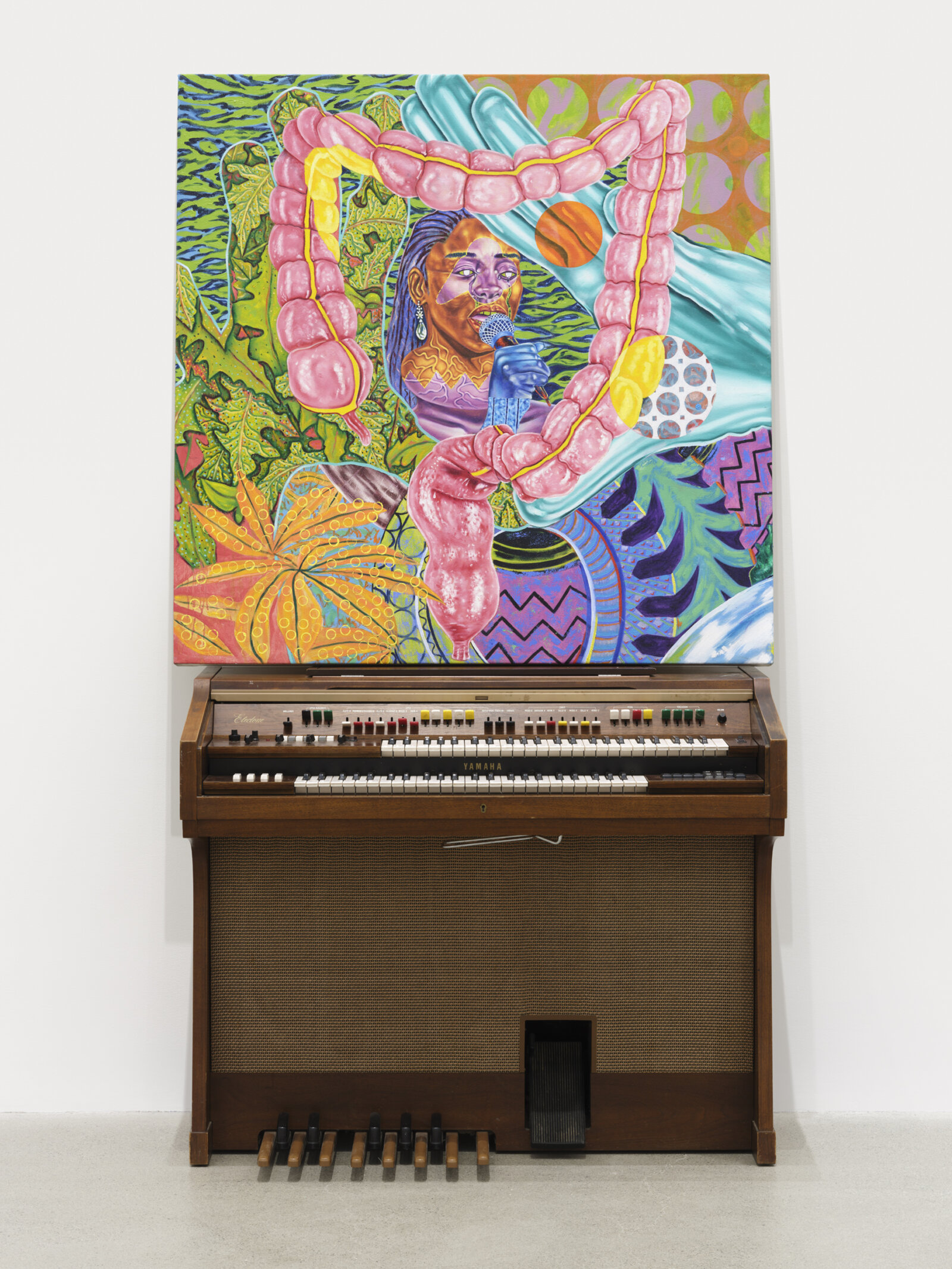 Chukwudubem Ukaigwe, Tercets on a Blues, 2023, oil on canvas, organ, 48 x 48 in. (122 x 122 cm)