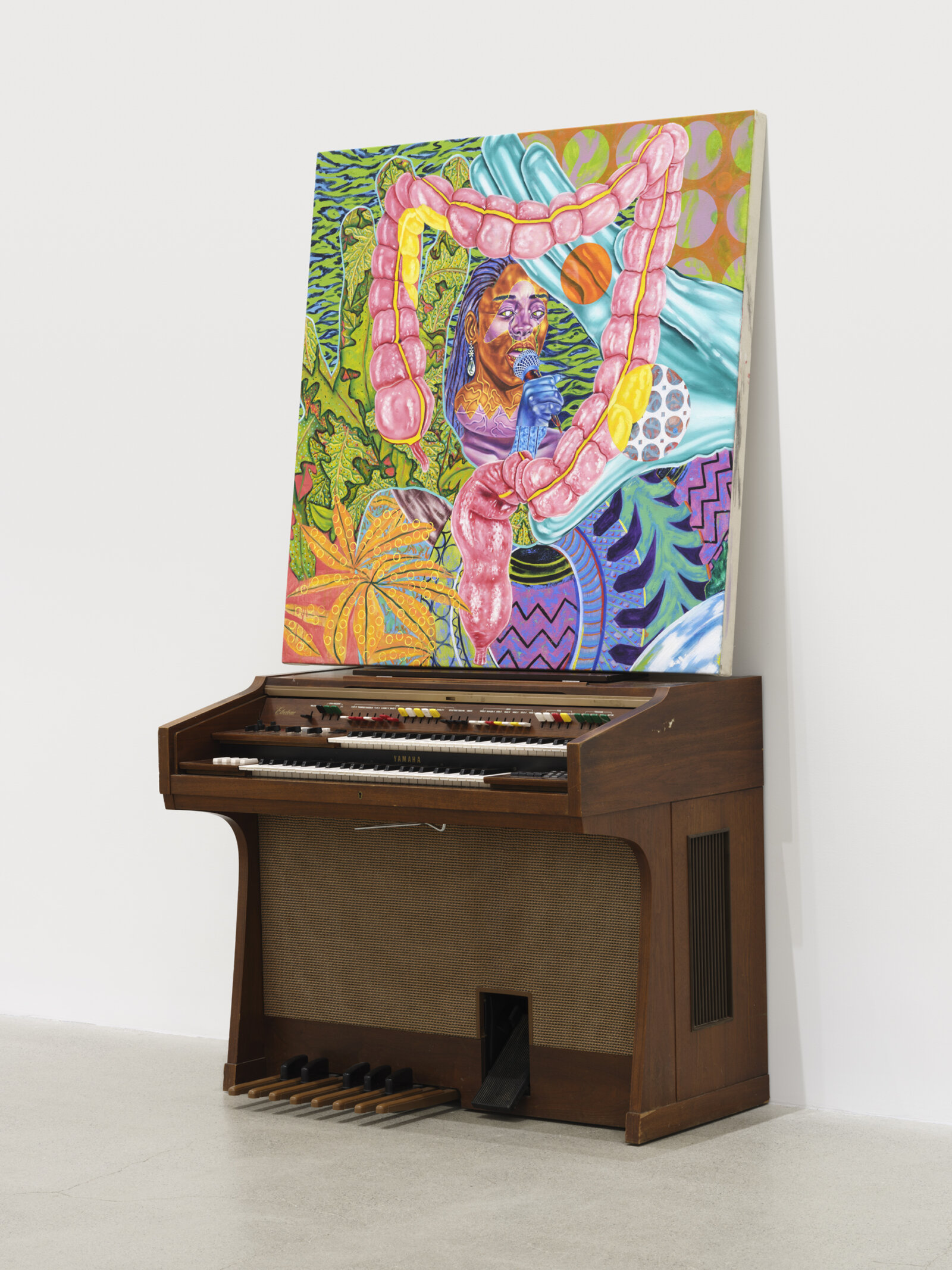 Chukwudubem Ukaigwe, Tercets on a Blues, 2023, oil on canvas, organ, 48 x 48 in. (122 x 122 cm)