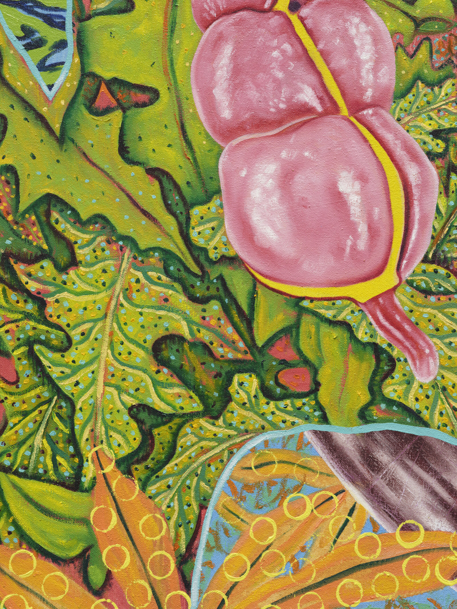 Chukwudubem Ukaigwe, Tercets on a Blues (detail), 2023, oil on canvas, organ, 48 x 48 in. (122 x 122 cm)