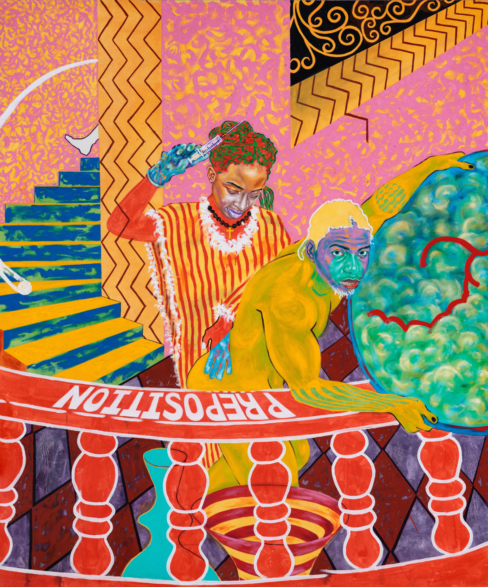 Chukwudubem Ukaigwe, Unfolding Catalogues and Incomplete Essays, 2021, oil on canvas, 72 x 60 in. (183 x 152 cm)