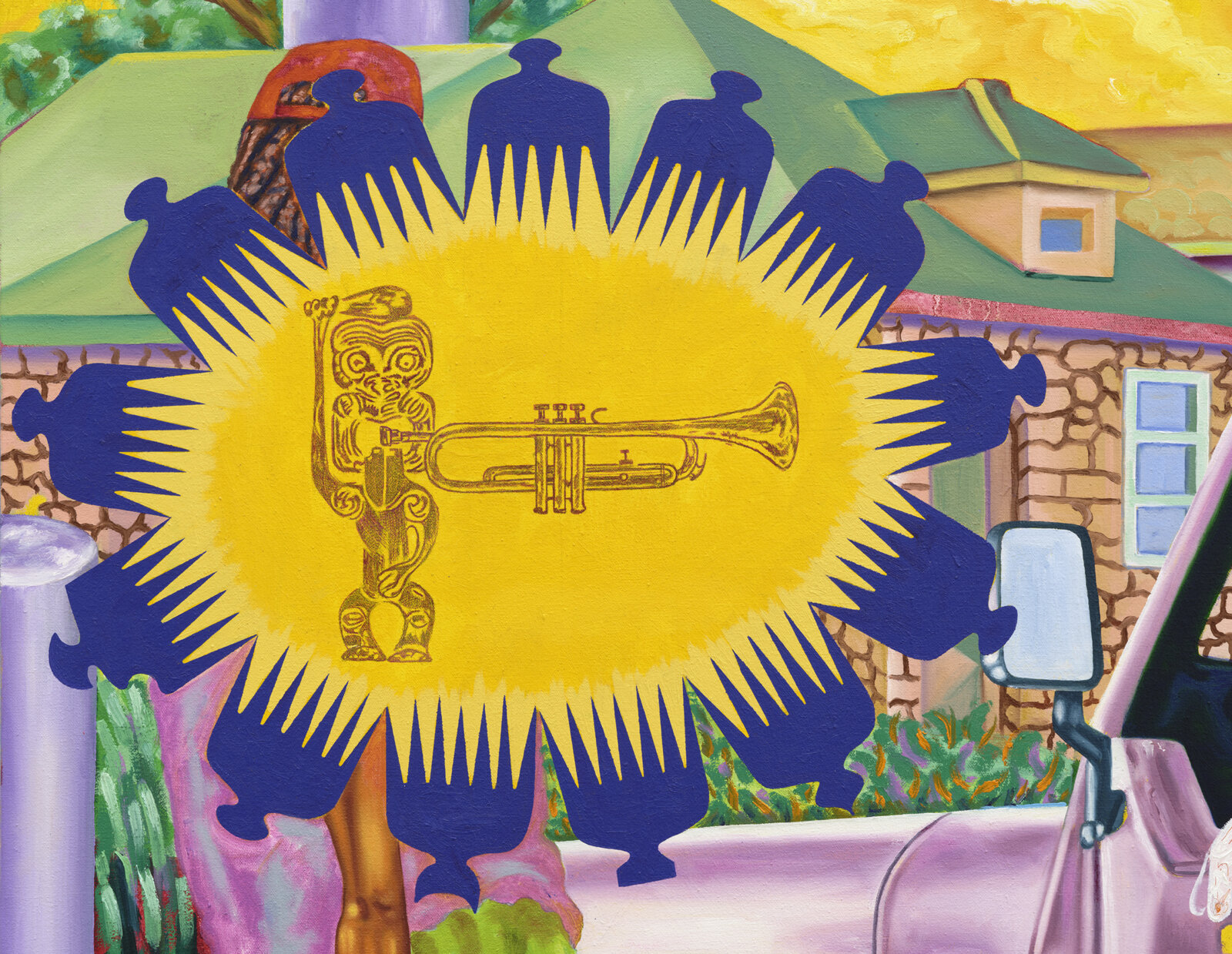 Chukwudubem Ukaigwe, We’ll See? (detail), 2025, oil on canvas, 44 x 53 in. (112 x 134 cm)