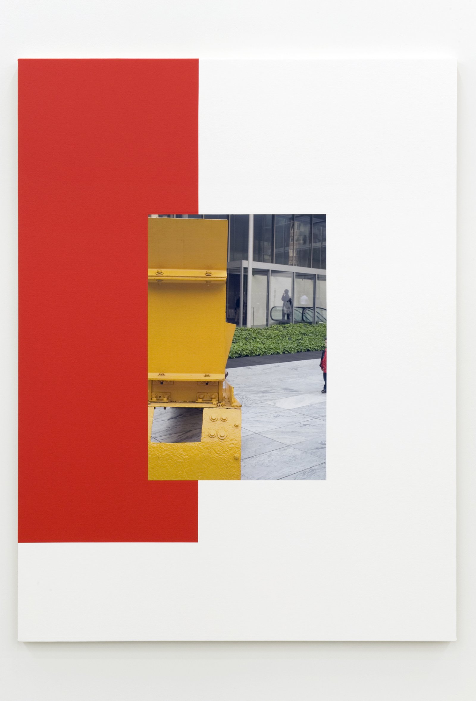 Ian Wallace, Abstract Sculpture (Red on White), 2011, photolaminate and acrylic on canvas, 80 x 60 in. (203 x 152 cm)
