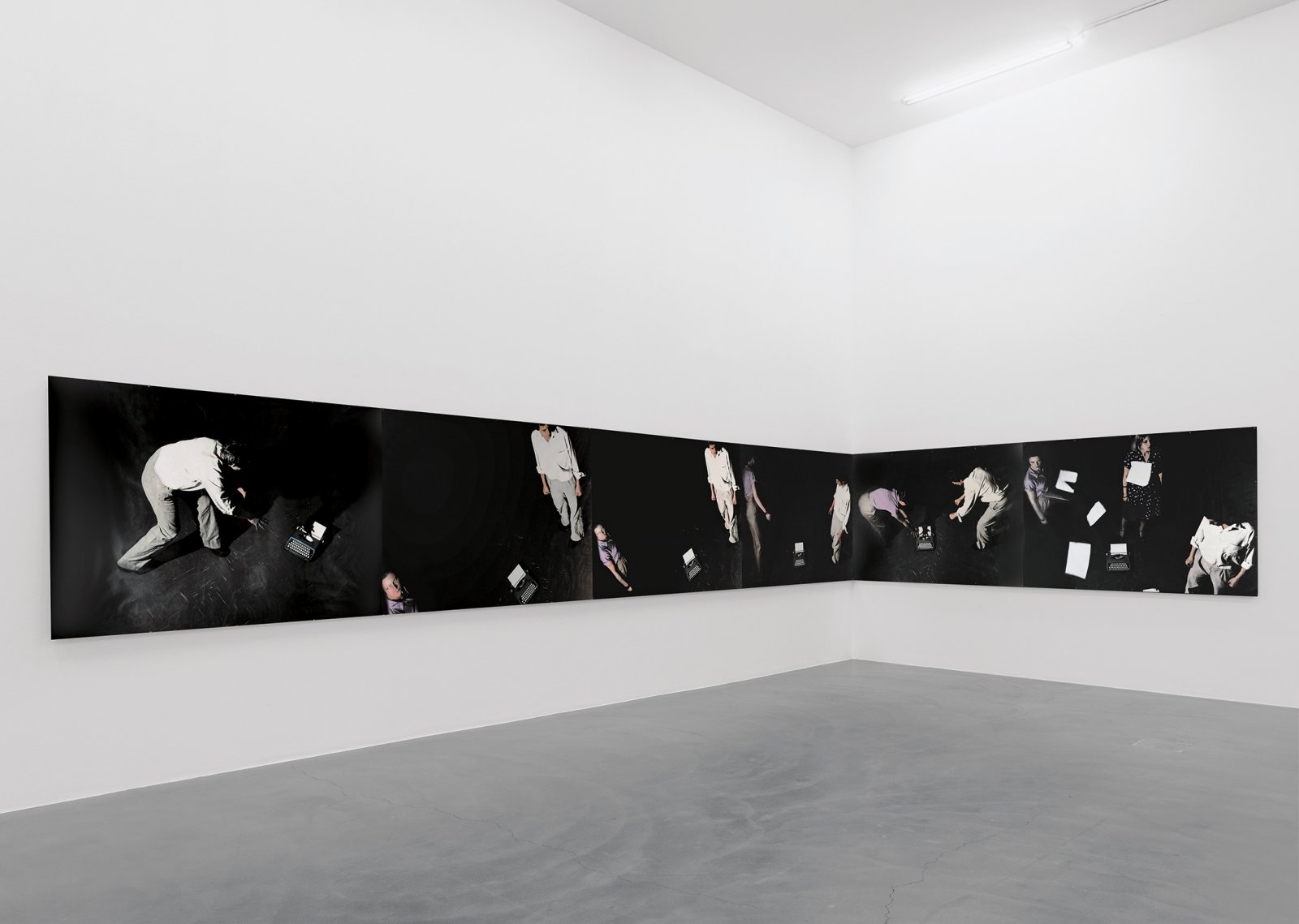 Ian Wallace, An Attack on Literature I &amp; II, 1975, 12 hand-coloured black and white photographs, each 48 x 69 in. (123 x 174 cm). Installation view, A Literature of Images, Kunsthalle Zürich, 2008
