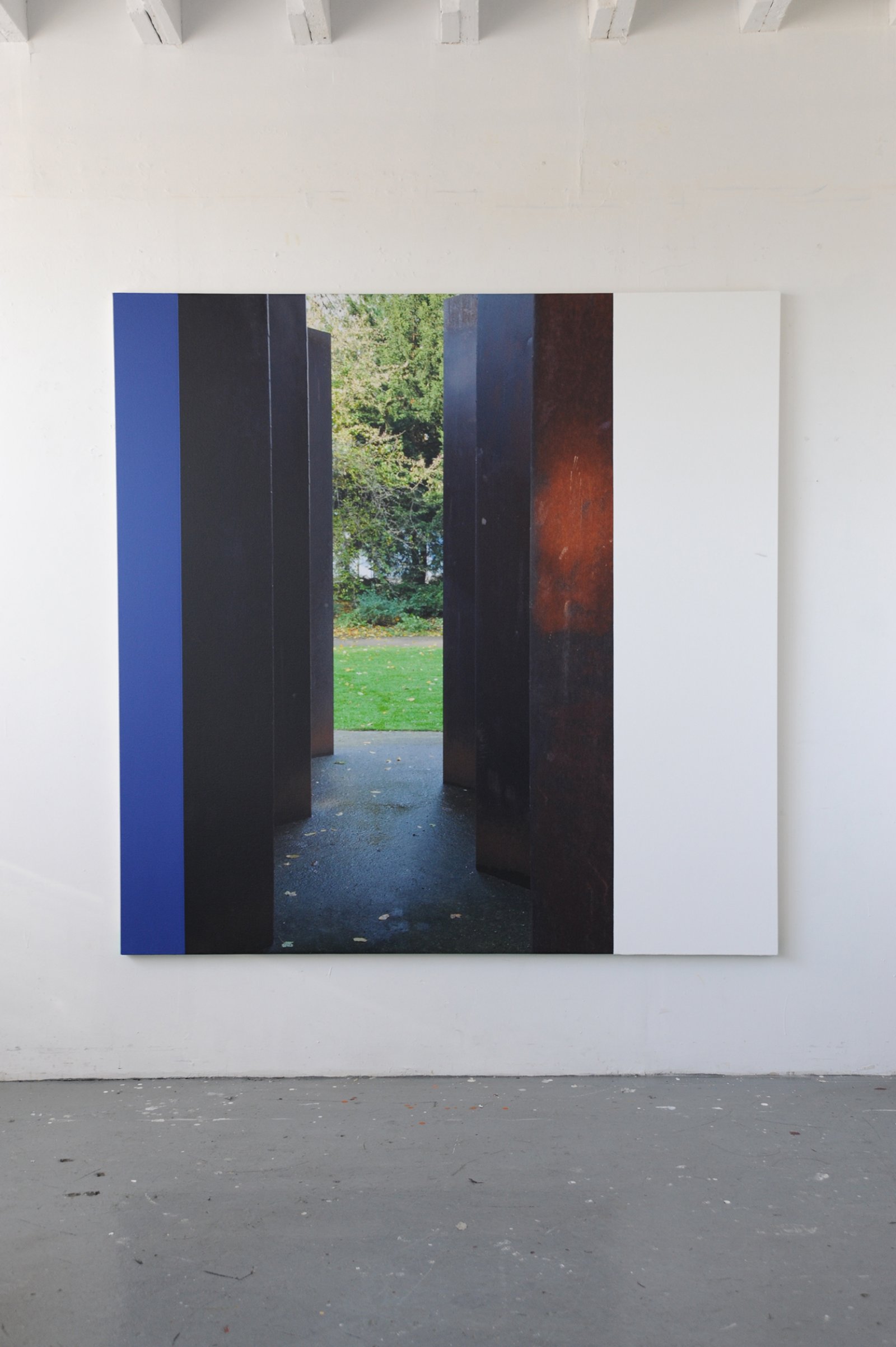 Ian Wallace, Conundrum I (Zim Zum), 2009, photolaminate and acrylic on canvas, 72 x 72 in. (183 x 183 cm)