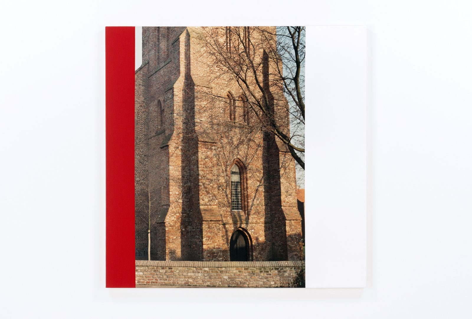 Ian Wallace, Hommage a Mondrian XIX (Church at Domburg), 1990, photolaminate and acrylic on canvas, 48 x 48 in. (122 x 122 cm)