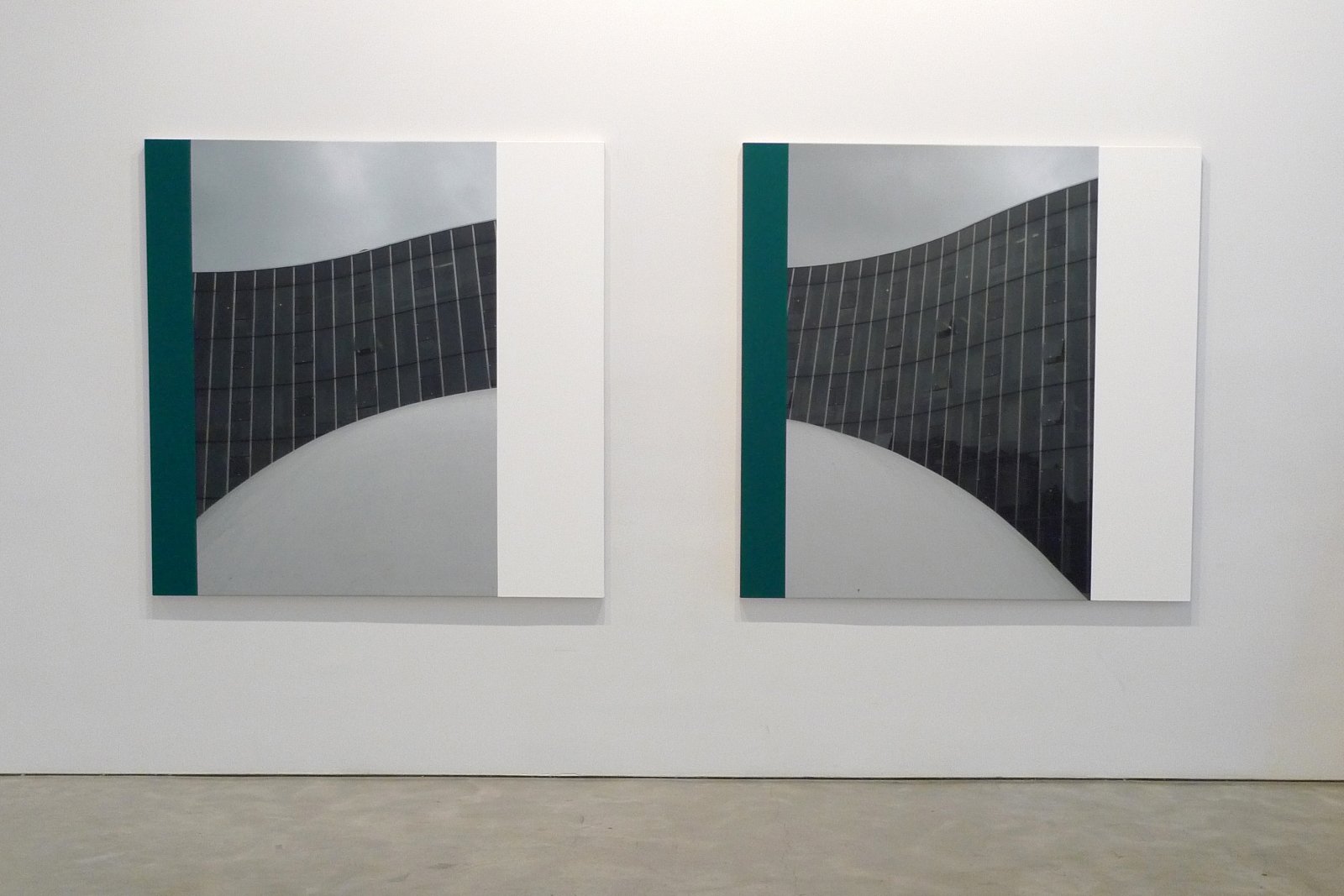 Ian Wallace, PCF Paris Exterior I (installation view), 2009, photolaminate with acrylic on canvas, 60 x 60 in. (152 x 152 cm)
