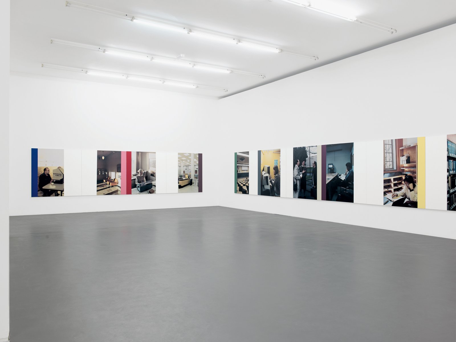 ​Ian Wallace, ​The Idea of the University I–XVI​, 1990, photolaminate with acrylic on canvas, each 60 x 60 in. (152 x 152 cm). Installation view, ​A Literature of Images​, Witte de With, Rotterdam, 2008 by Ian Wallace