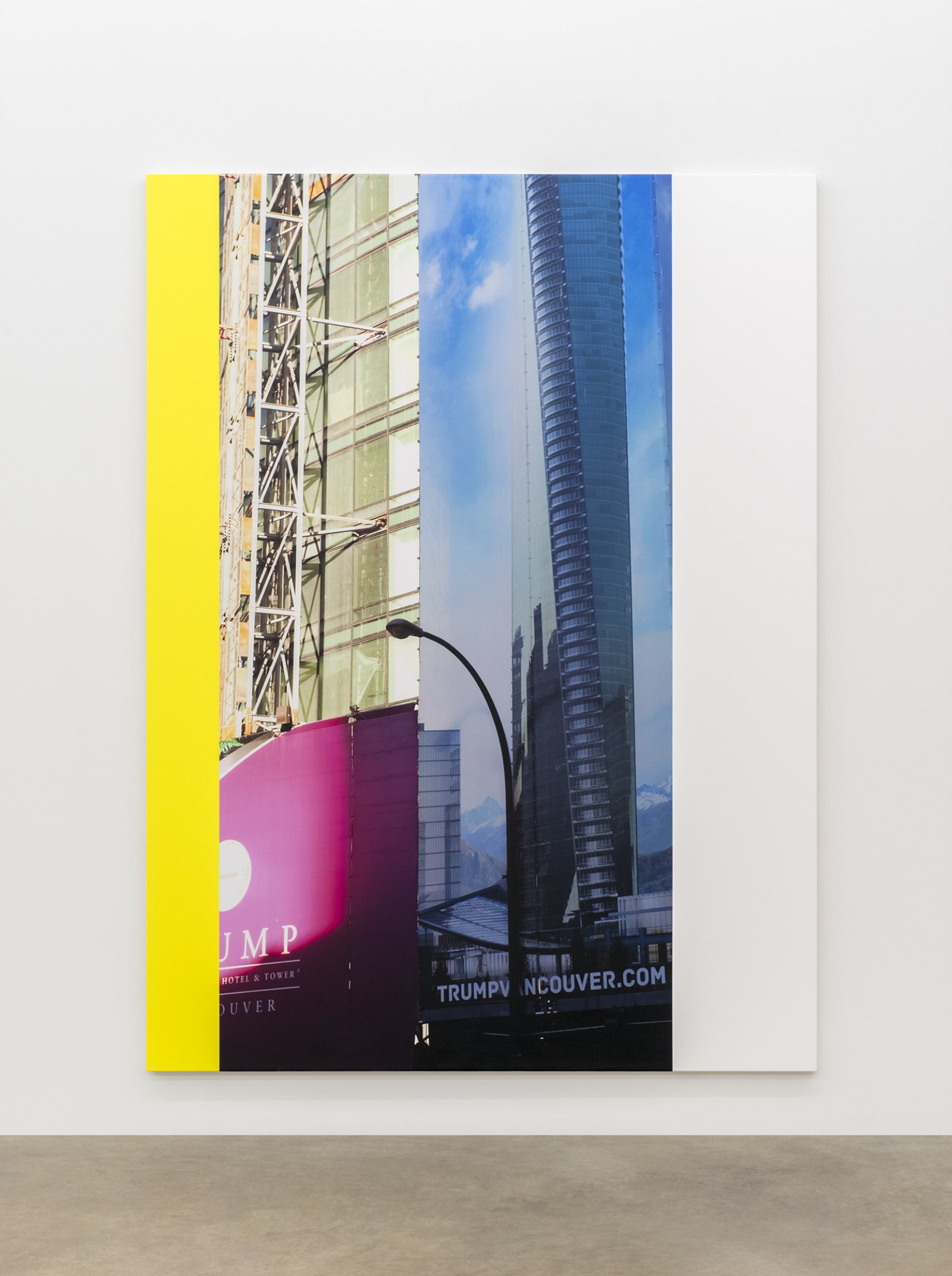 Ian Wallace, Construction Site (The Tower) II, 2015, photolaminate and acrylic on canvas, 96 x 72 in. (244 x 183 cm)