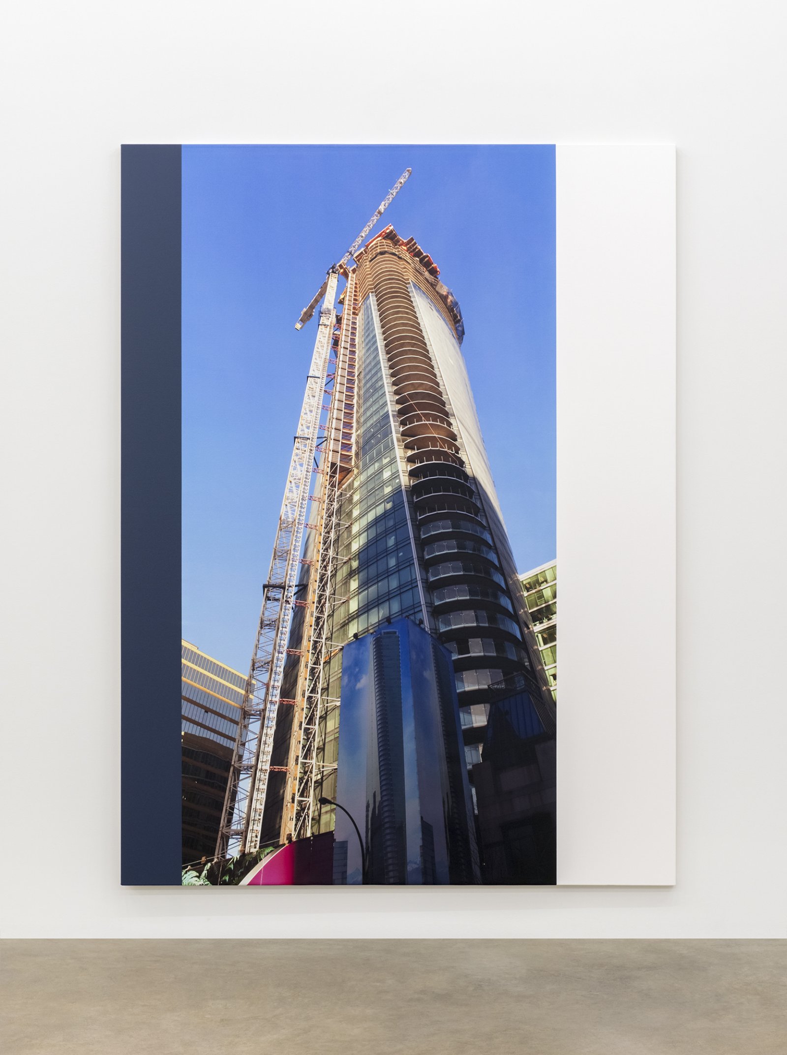 Ian Wallace, Construction Site (The Tower) I, 2015, photolaminate and acrylic on canvas, 96 x 72 in. (244 x 183 cm) by Ian Wallace