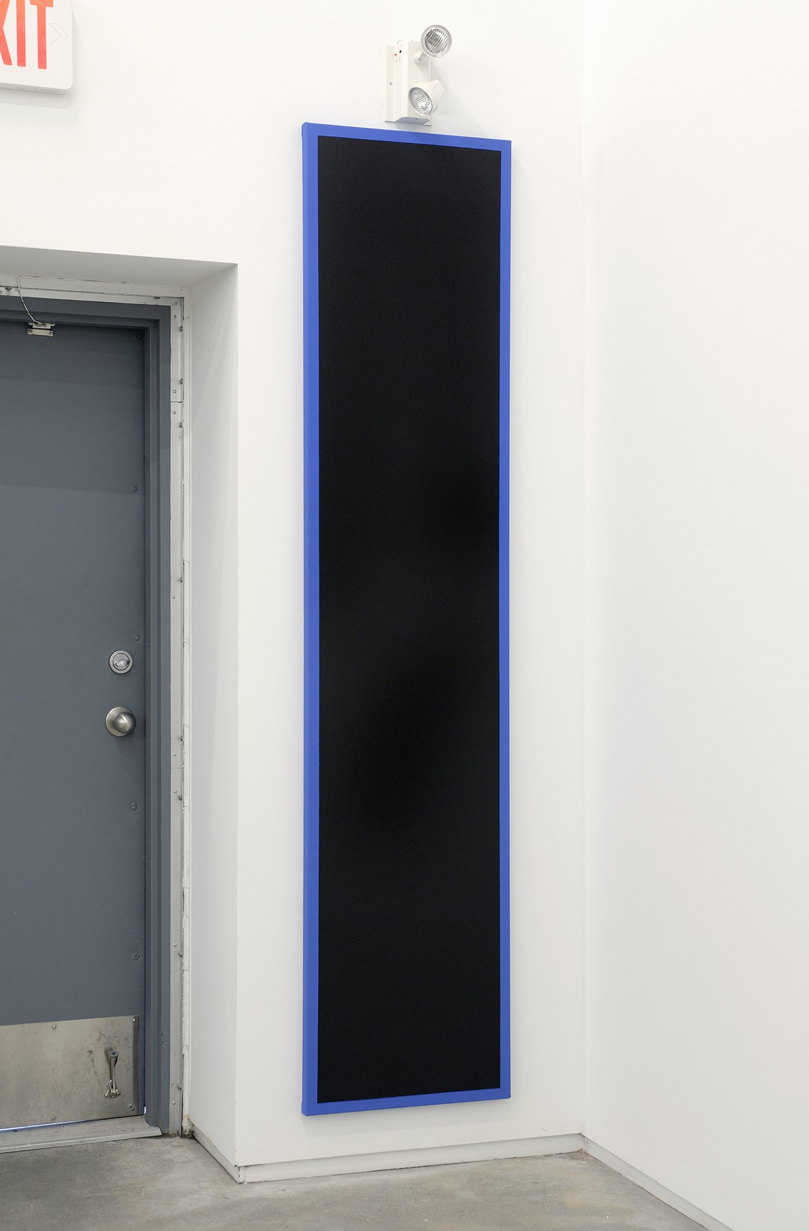 Ian Wallace, Untitled (Black Monochrome with Blue), 1967–2007, acrylic on canvas, 90 x 20 in. (229 x 51 cm)  ​ by Ian Wallace