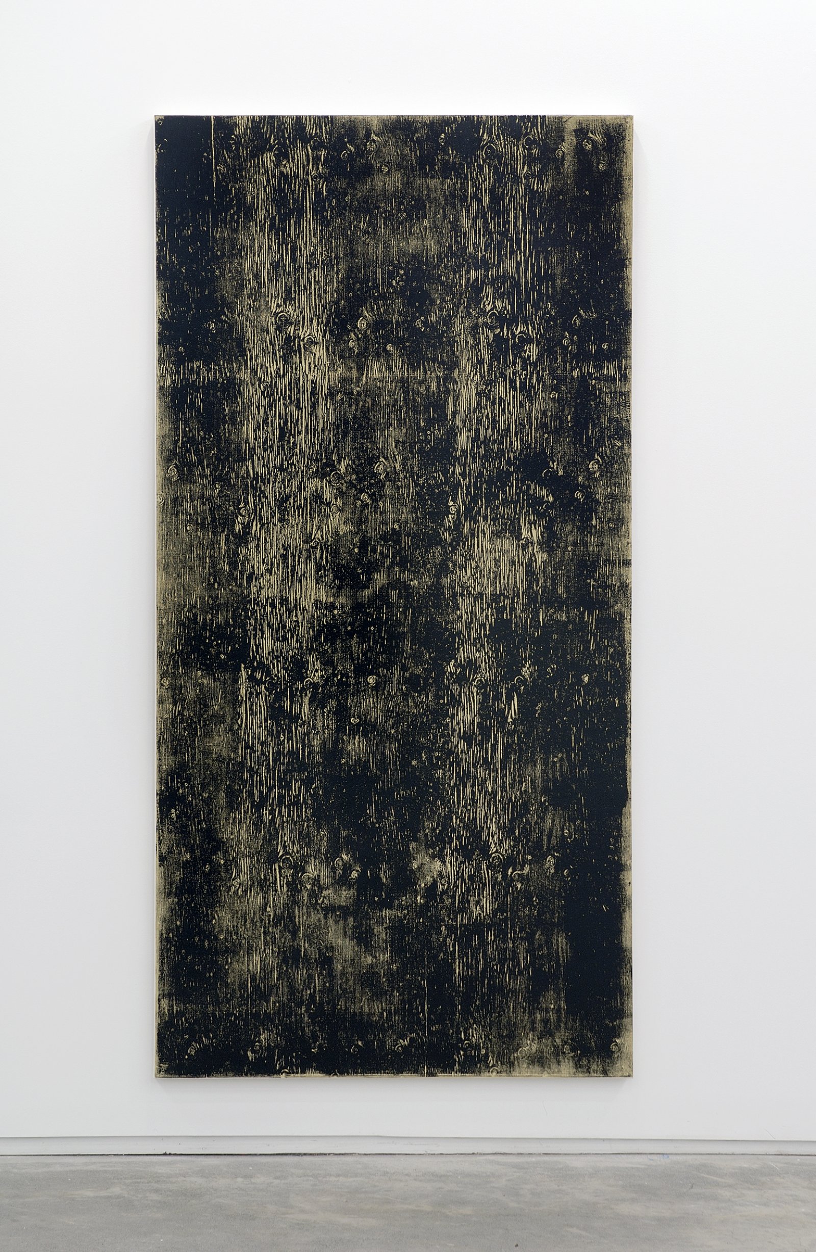 Ian Wallace, Untitled (Monoprint with Mustard), 1990, acrylic on canvas, 90 x 20 in. (229 x 51 cm) by Ian Wallace