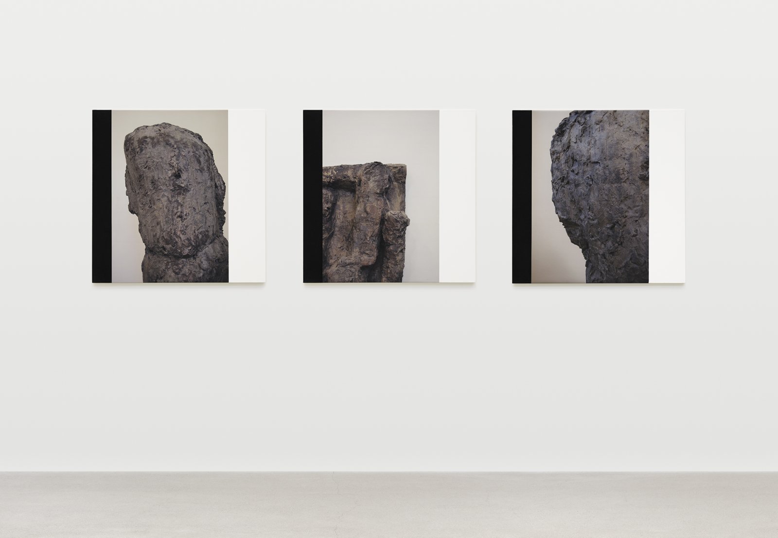 ​Ian Wallace, Untitled (The Hans Josephsohn Series), 2009, photolaminate and acrylic on canvas, triptych, each 36 x 36 in. (92 x 92 cm) by Ian Wallace