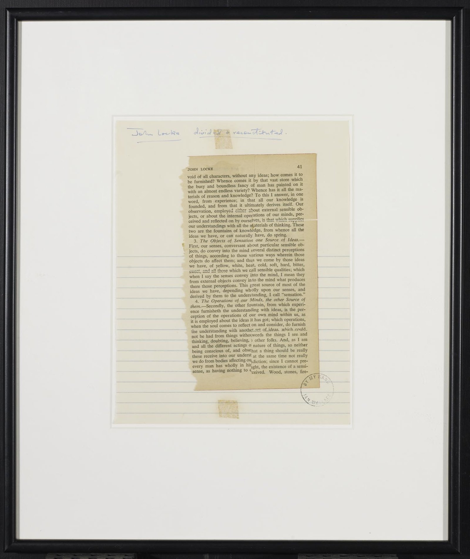 Ian Wallace, John Locke Divided and Reconstituted, 1969, printed page collage, 9 x7 in. (23 x 18 cm)
