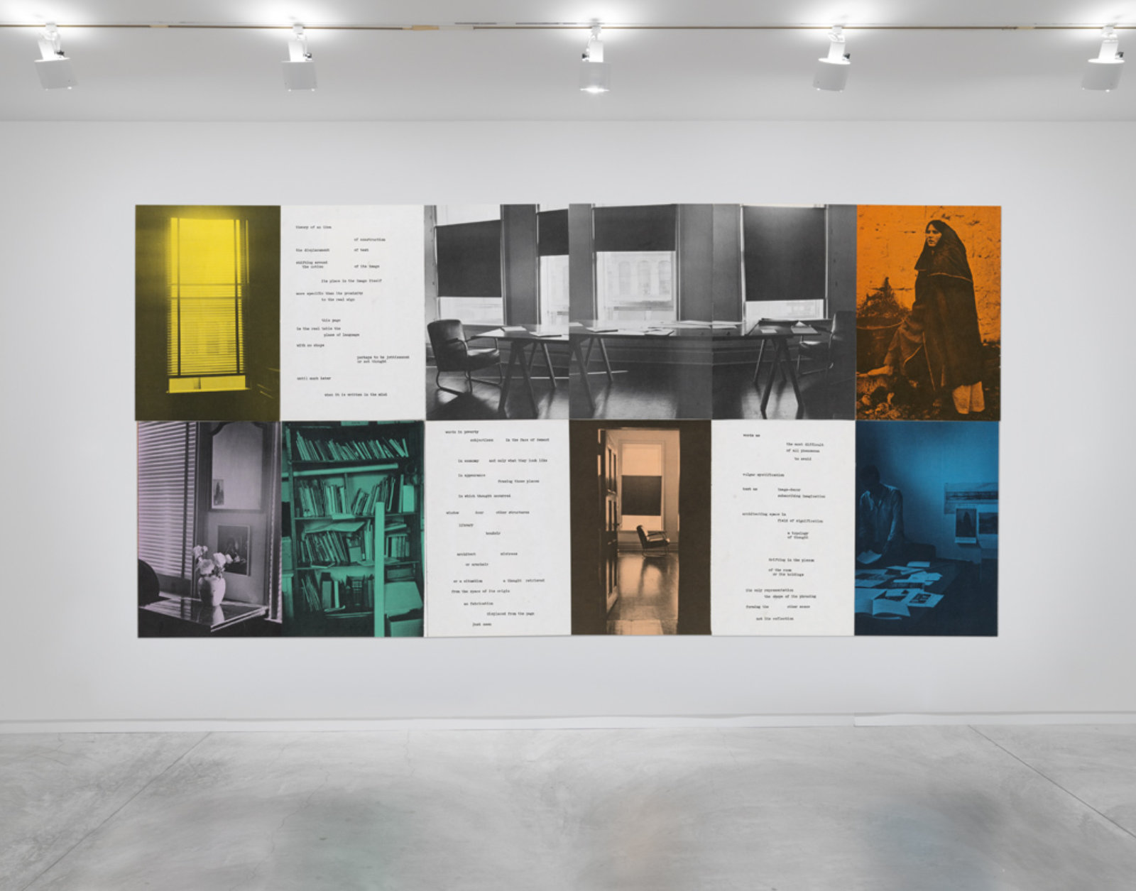 Ian Wallace, Image/Text, 1979, hand-coloured sliver gelatine print, 109 x 216 in. (276 x 549 cm)