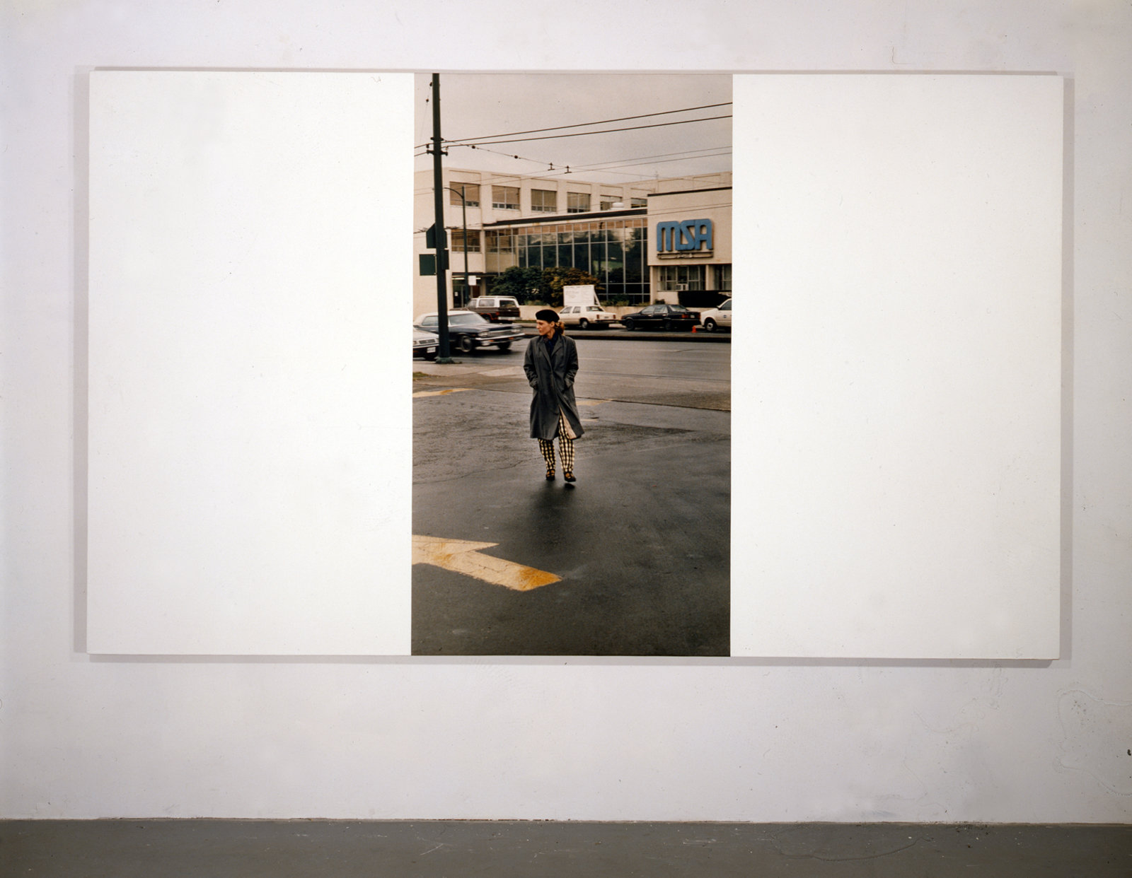 Ian Wallace, My Heroes in the Street V (Wendy), 1986–1989, photolaminate and acrylic on canvas, 72 x 120 in. (183 x 305 cm)