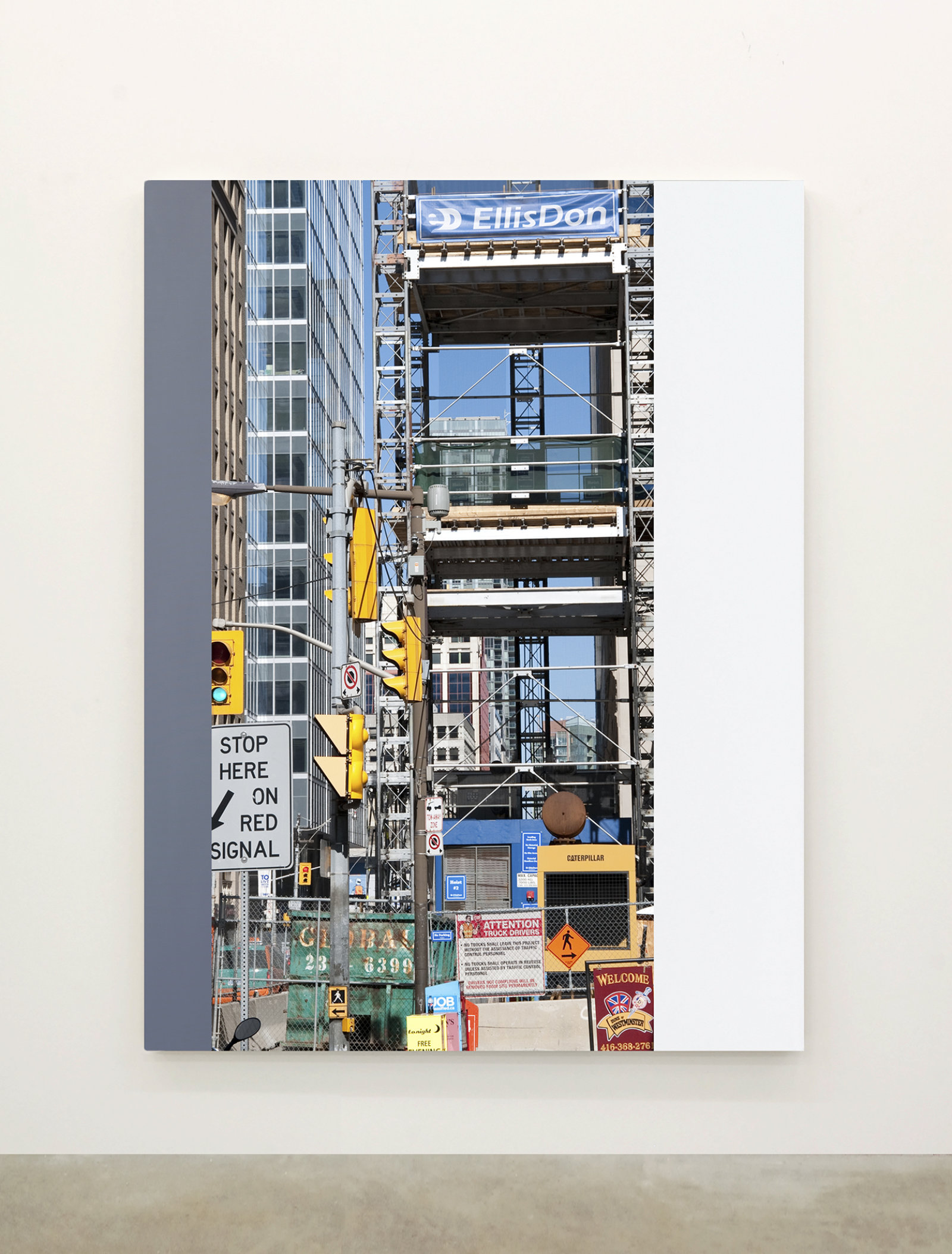 Ian Wallace, Abstract Painting II (The Financial District), 2010, 12 photolaminate with acrylic on canvas panels, each 96 x 72 in. (244 x 183 cm)