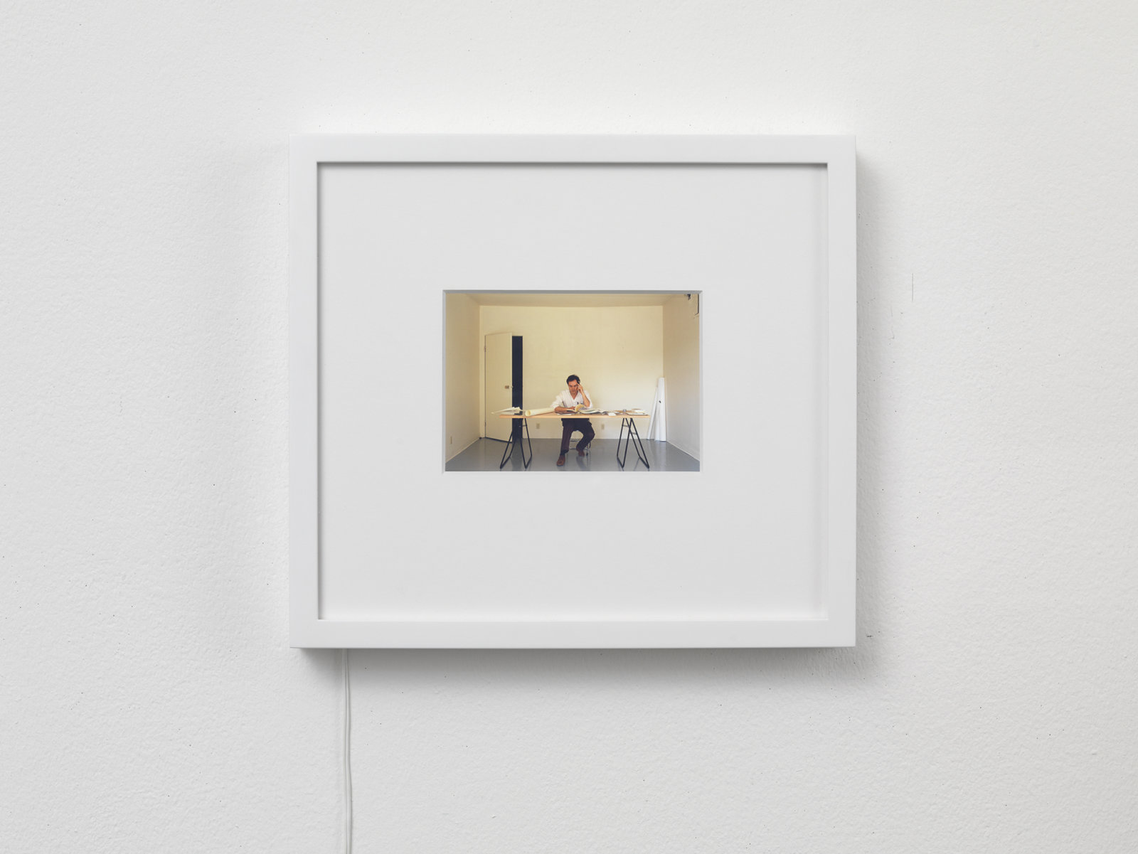 Ian Wallace, At Work 1983, 1983, backlit transparency, 15 x 13 in. (37 x 34 cm). Installation view, A Literature of Images, Witte de With, Rotterdam, 2008