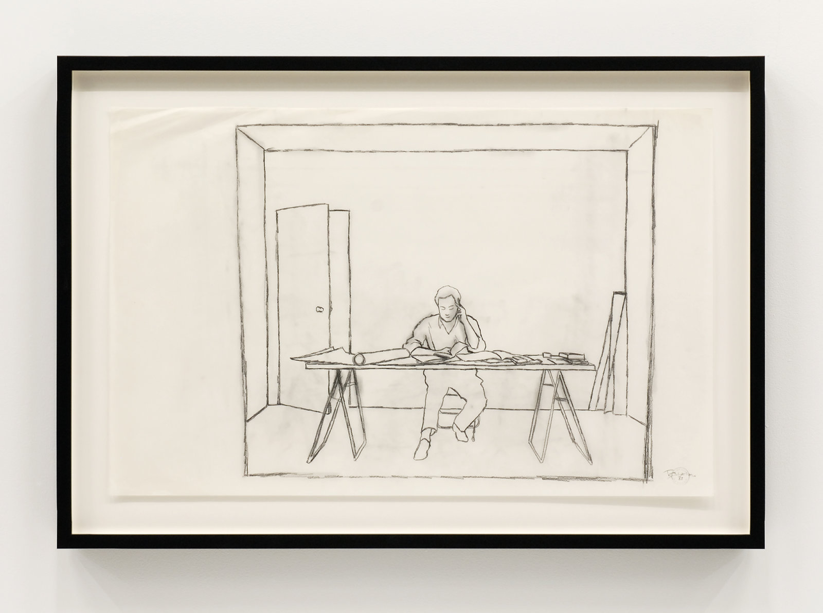 Ian Wallace, At Work 1983, 1983, pencil on mylar, 22 x 34 in. (56 x 86 cm)