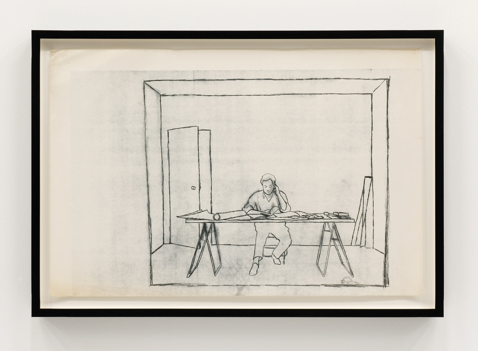 Ian Wallace, At Work 1983, 1983, dyazoprint from graphite on paper drawing, 22 x 34 in. (56 x 86 cm)