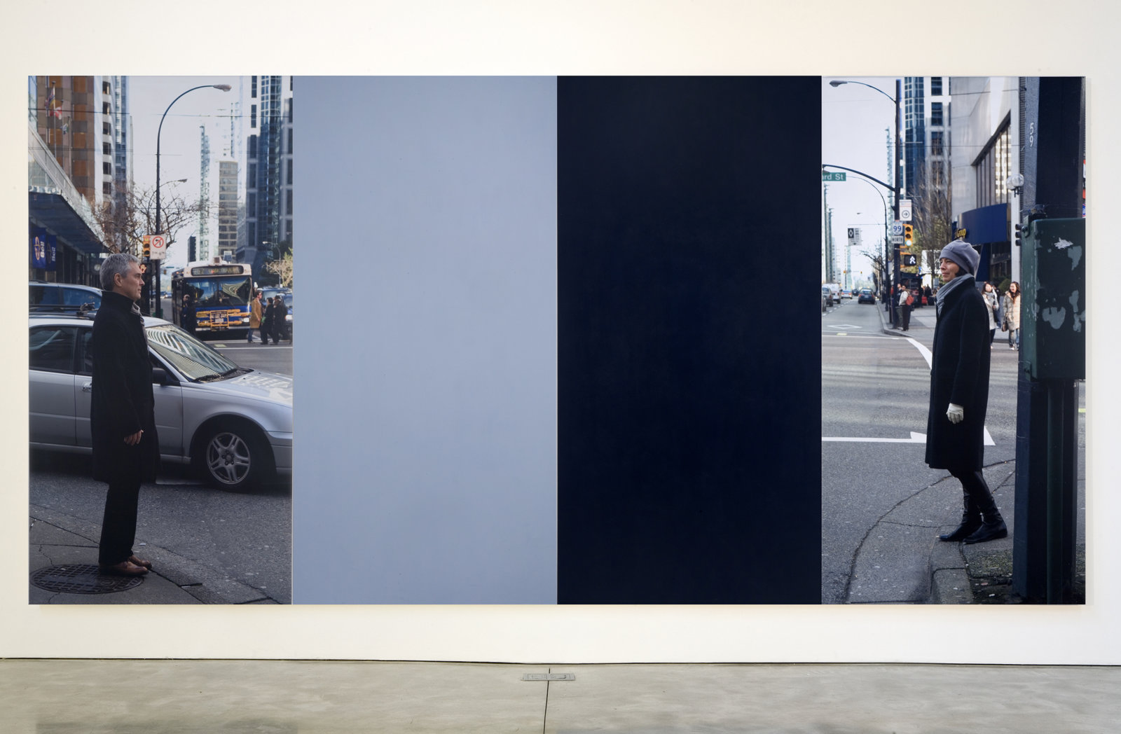 Ian Wallace, At the Crosswalk III, 2007, photolaminate and acrylic on canvas, 96 x 193 in. (244 x 488 cm)