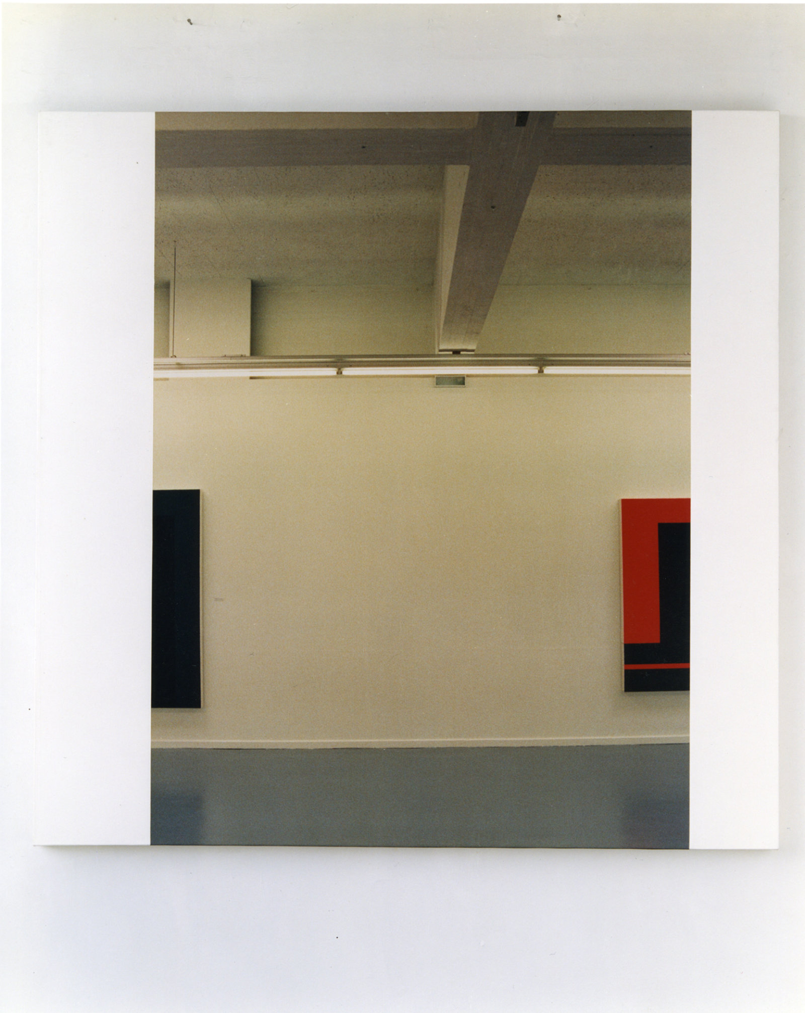 Ian Wallace, In The Museum (Peter Halley Series III), 1989, photolaminate and acrylic on canvas, 60 x 60 in. (153 x 153 cm)