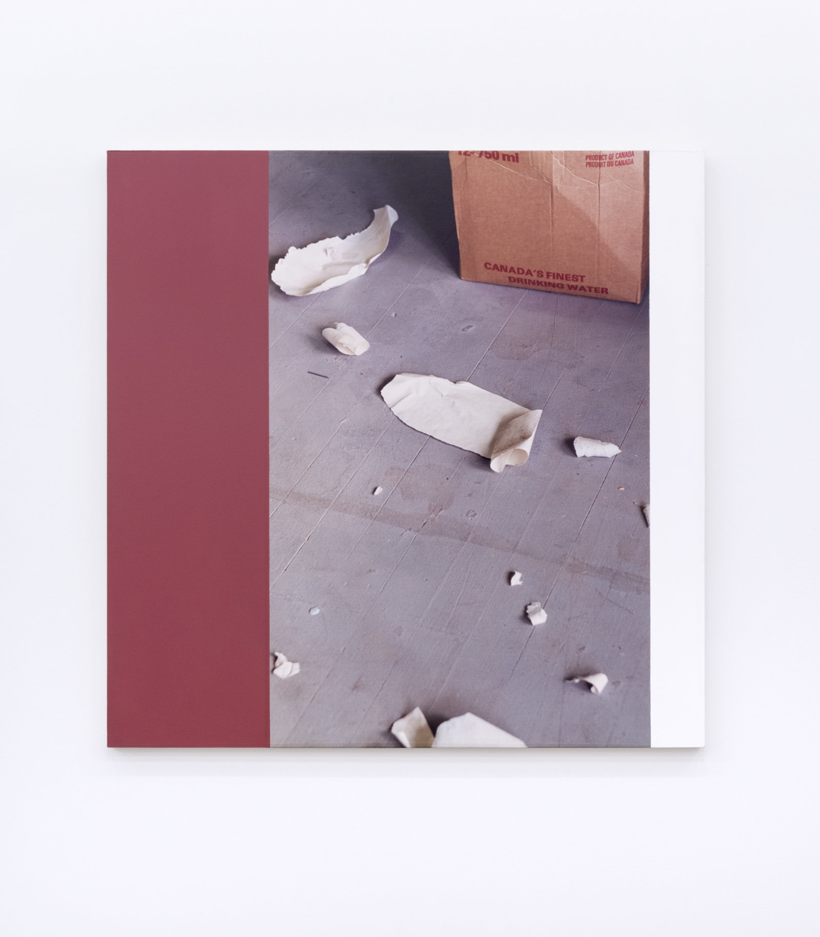 Ian Wallace, Messes from the floor of the studio of Elspeth Pratt VI, 1989, photolaminate and acrylic on canvas, 48 x 48 in. (122 x 122 cm)