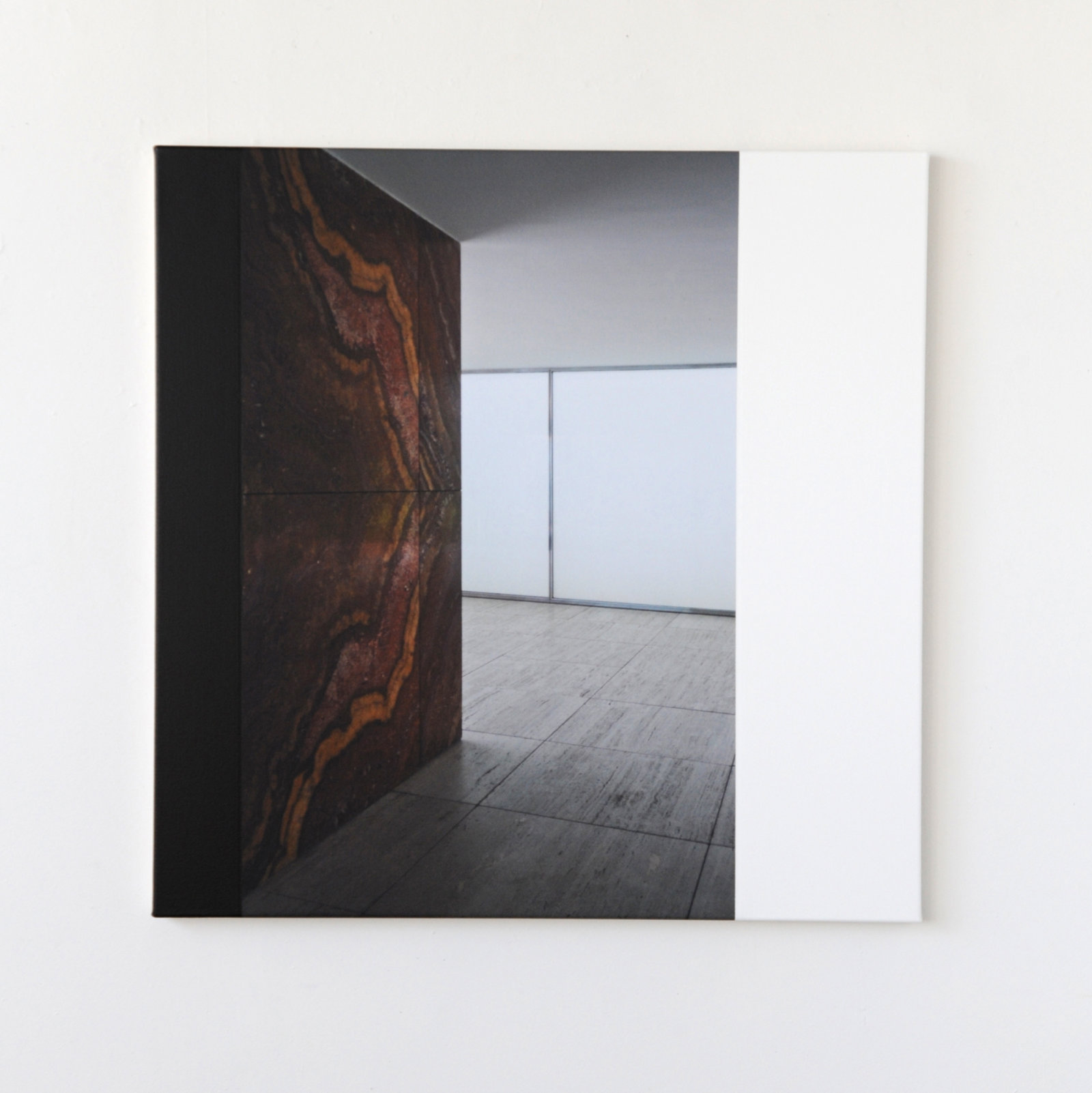 Ian Wallace, Mies Pavilion Barcelona II, 2009, photolaminate with acrylic on canvas36 x 36 in. (92 x 92 cm)